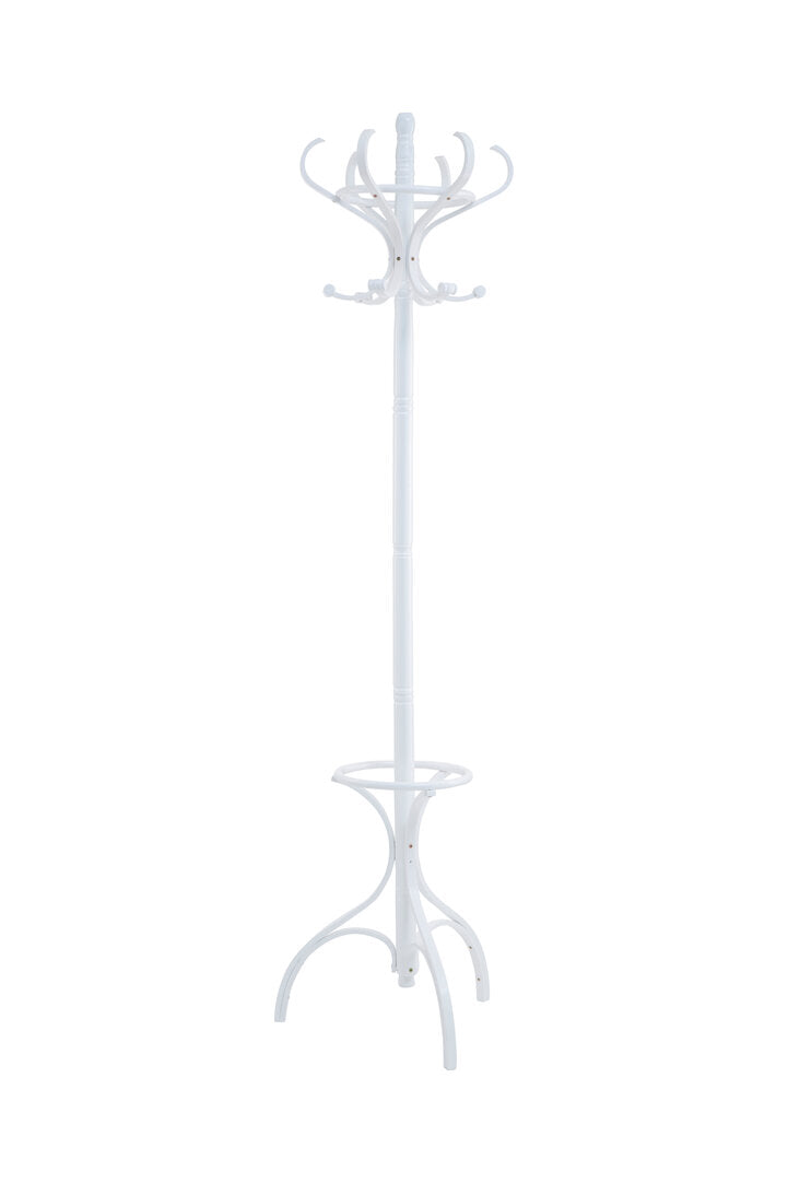 White Floor Standing Coat and Umbrella Rack Stand