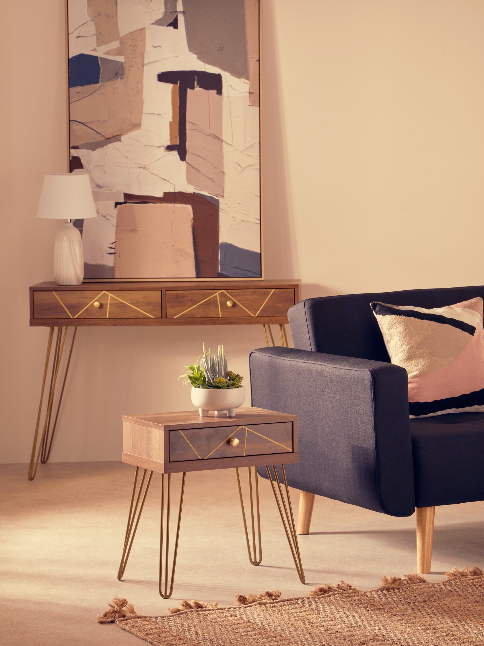 Albin One Drawer Side Table with Hairpin Legs - The Orchard Home and Gifts