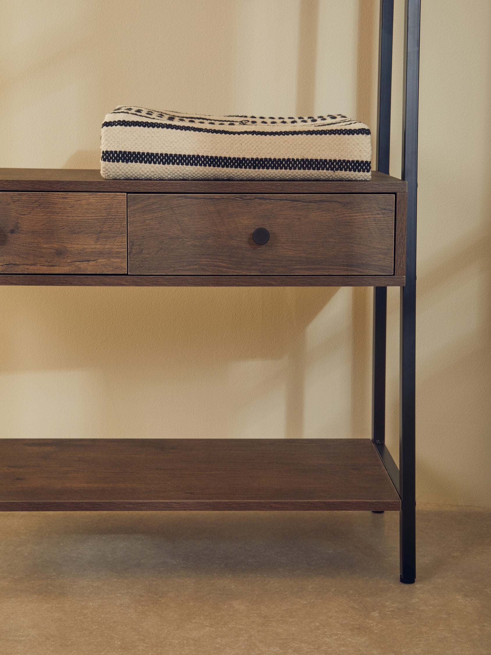Dark Oak Effect Open Wardrobe with One Drawer - The Orchard Home and Gifts