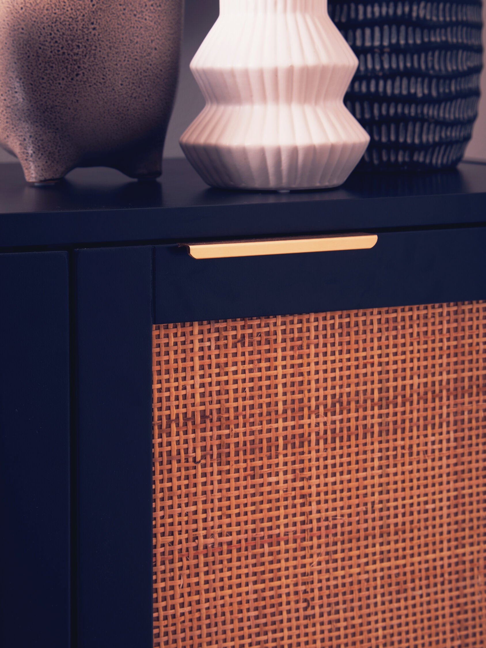 Herman Black Wood and Rattan Two Door Small Sideboard - The Orchard Home and Gifts