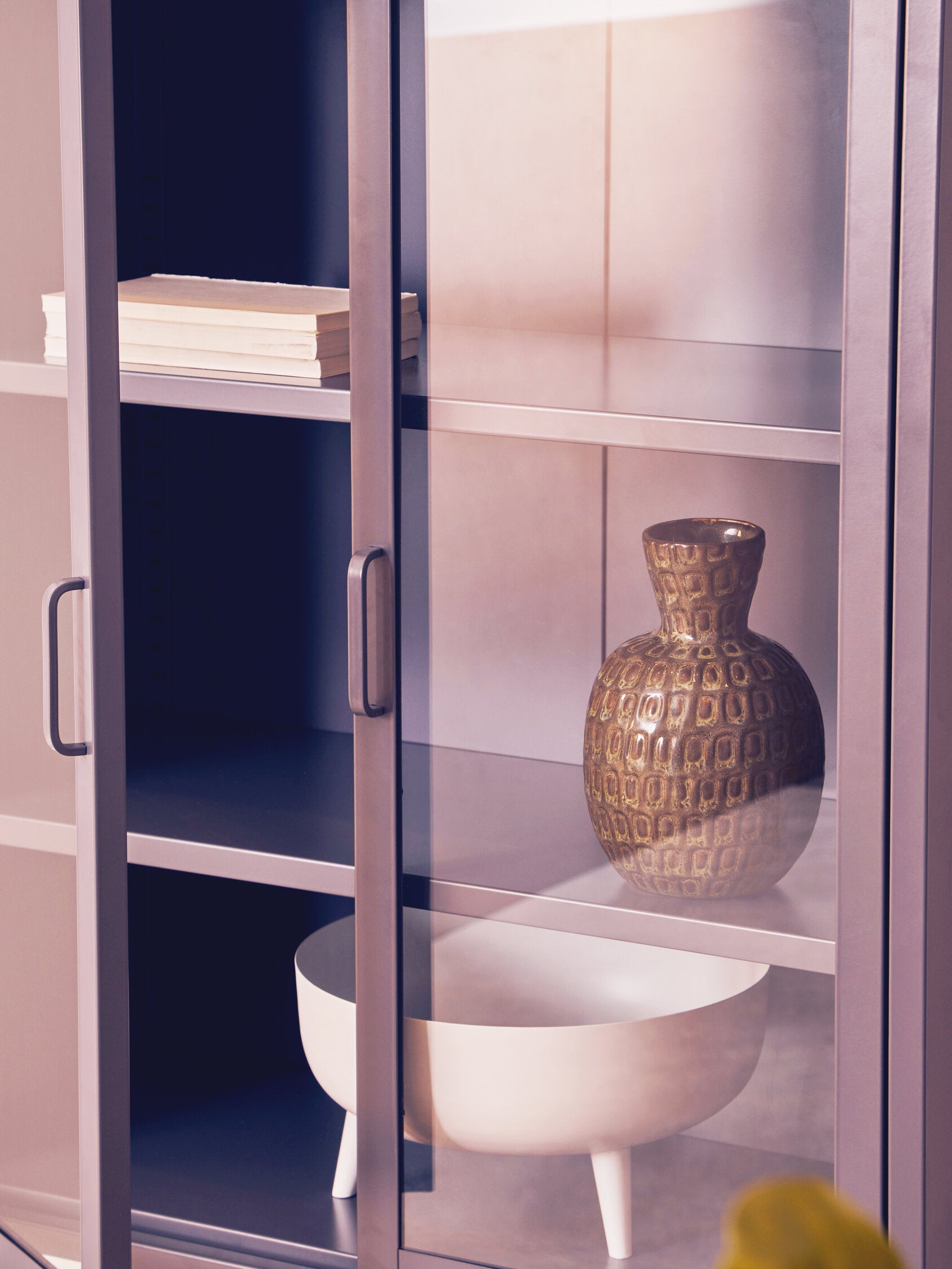 Asier Grey Metal Medium Two Door Cabinet with Shelf - The Orchard Home and Gifts