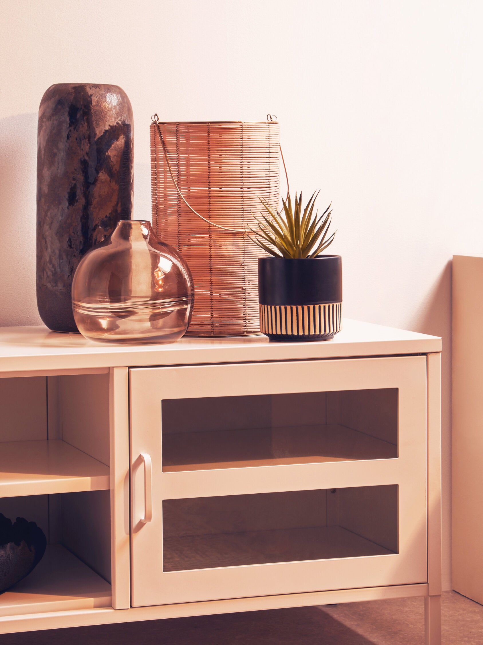 Asier White Metal Two Door Two Shelf Media Unit - The Orchard Home and Gifts