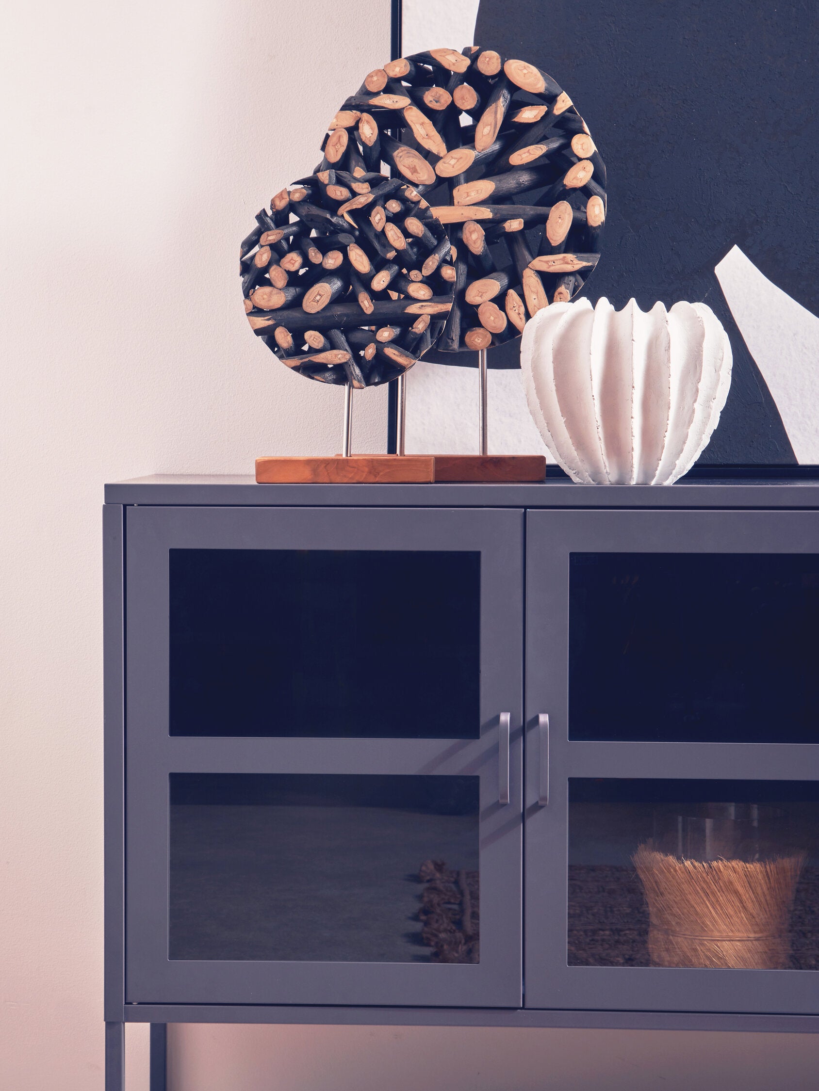 Asier Grey Metal Three Door Two Shelf Cabinet - The Orchard Home and Gifts