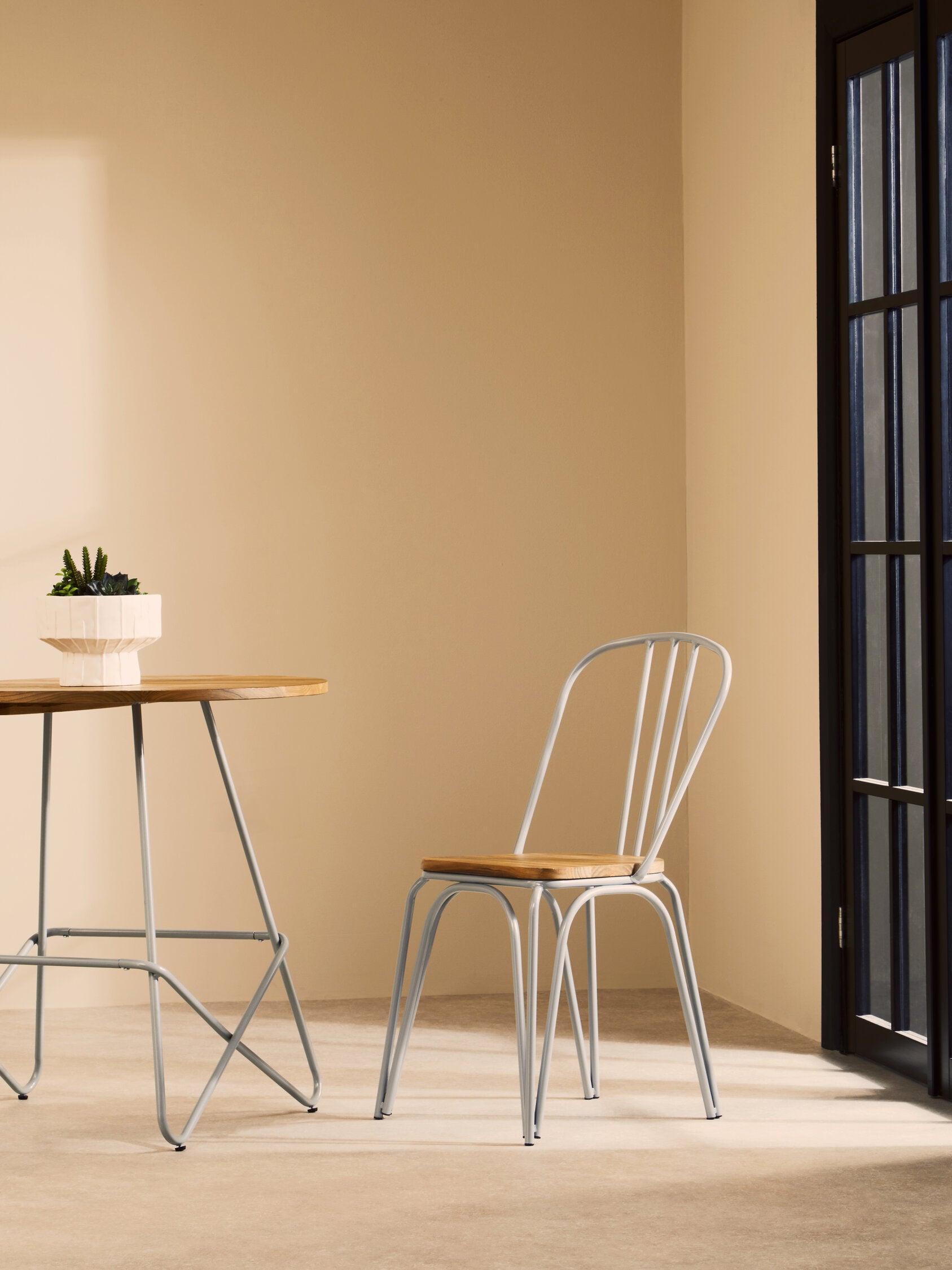 Salford Grey Metal and Elm Wood Dining Chair