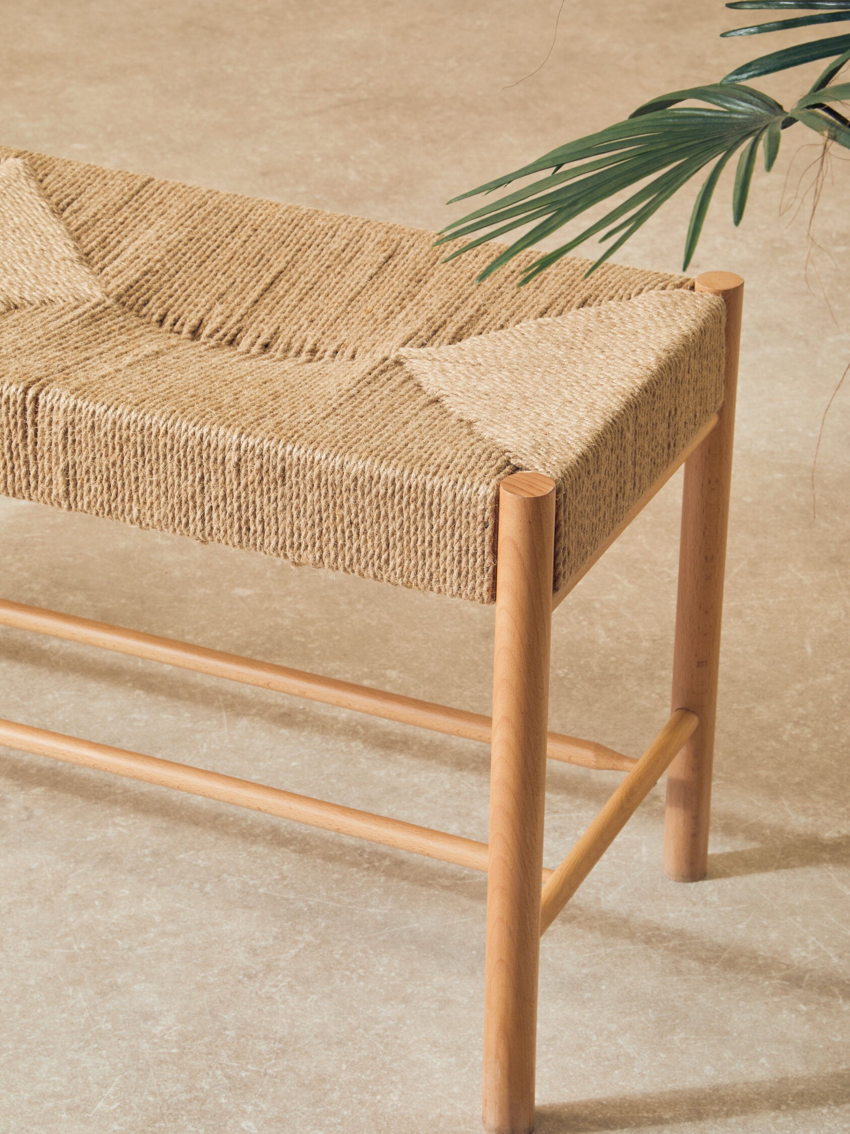 Naku Natural Rope and Beechwood Large Bench - The Orchard Home and Gifts