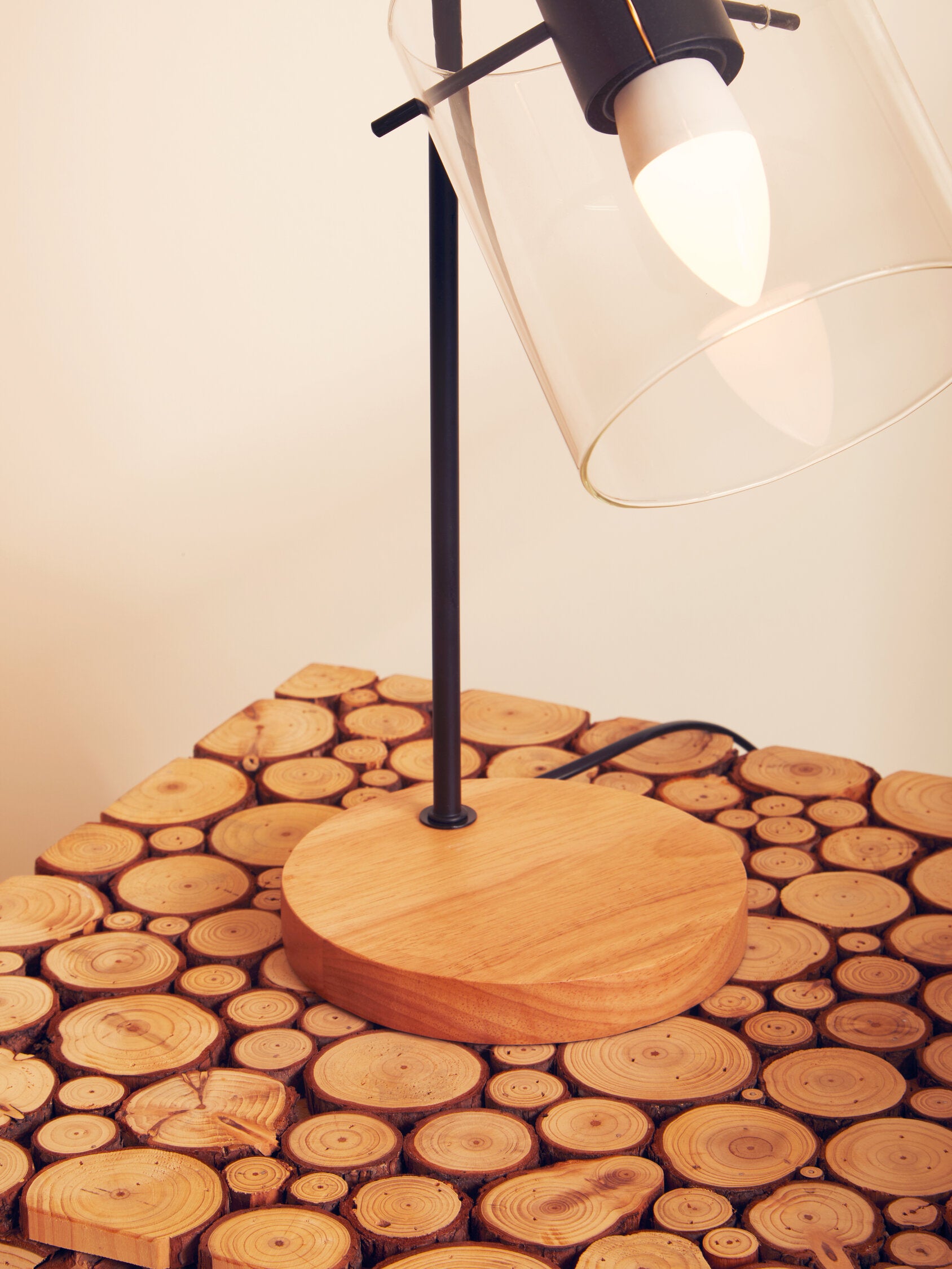 Matte Black Minimalist Table Lamp with Glass Shade - The Orchard Home and Gifts