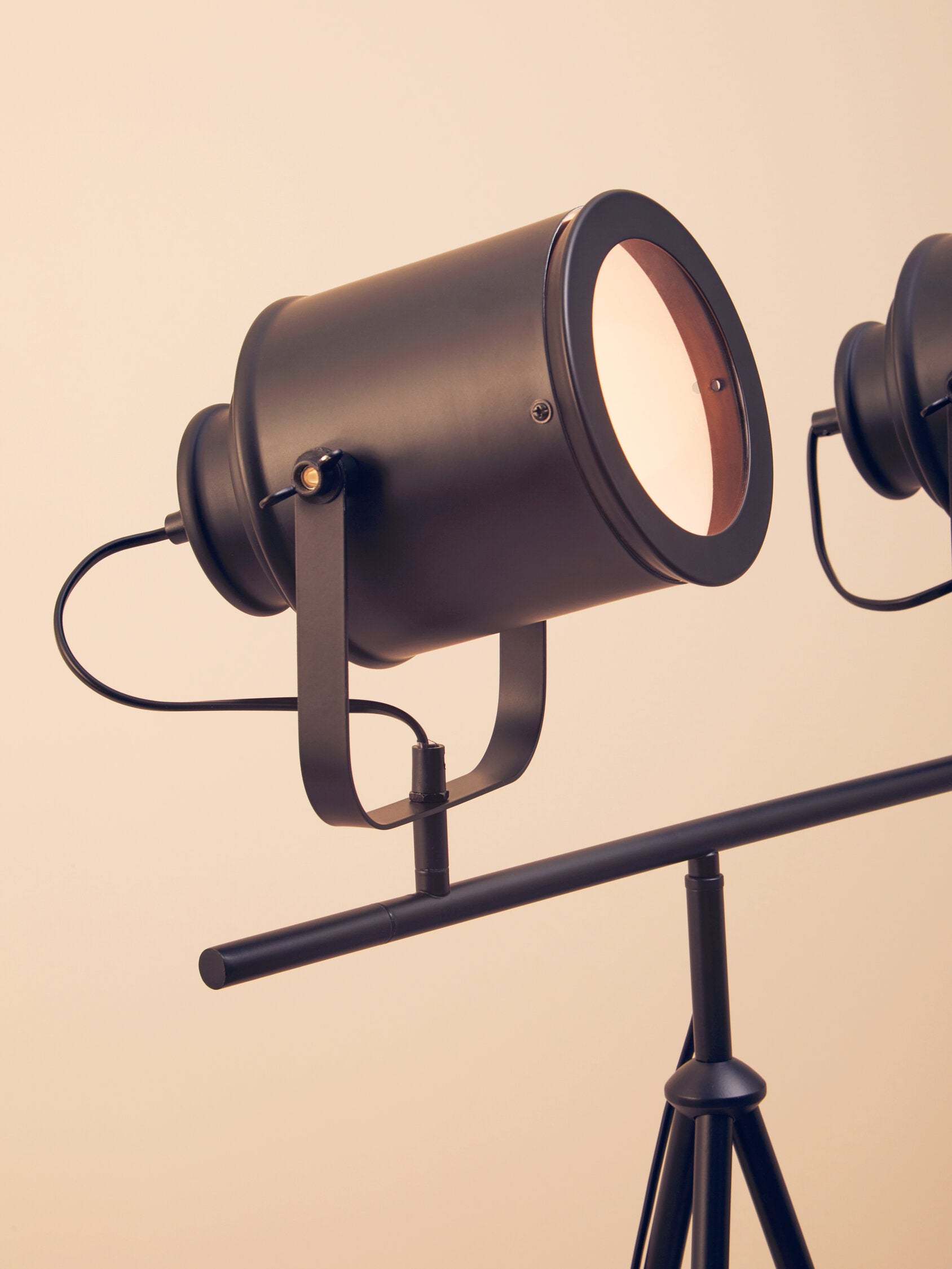 Black Double Spotlight Tripod Floor Lamp - The Orchard Home and Gifts