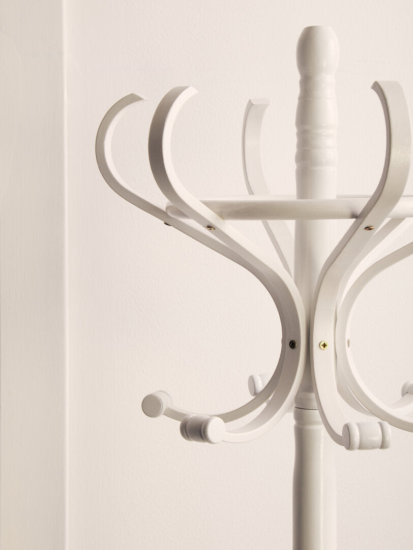 White Floor Standing Coat and Umbrella Rack Stand