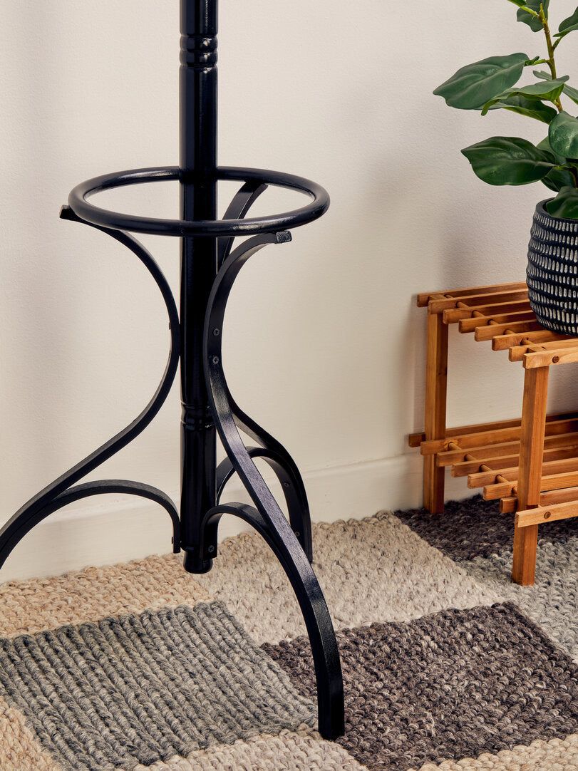 Black Floor Standing Coat and Umbrella Rack Stand