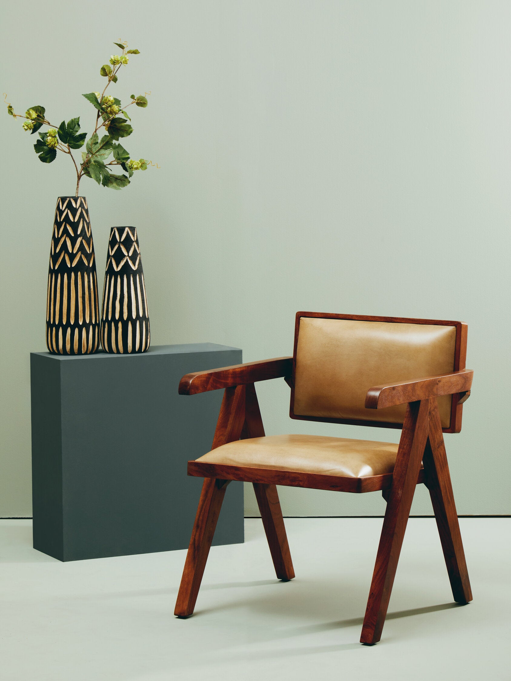 Buffalo Natural Tan Leather Angular Armchair