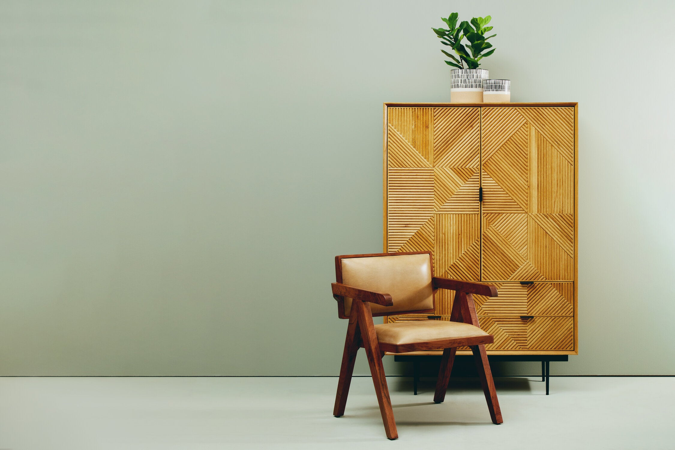 Buffalo Natural Tan Leather Angular Armchair