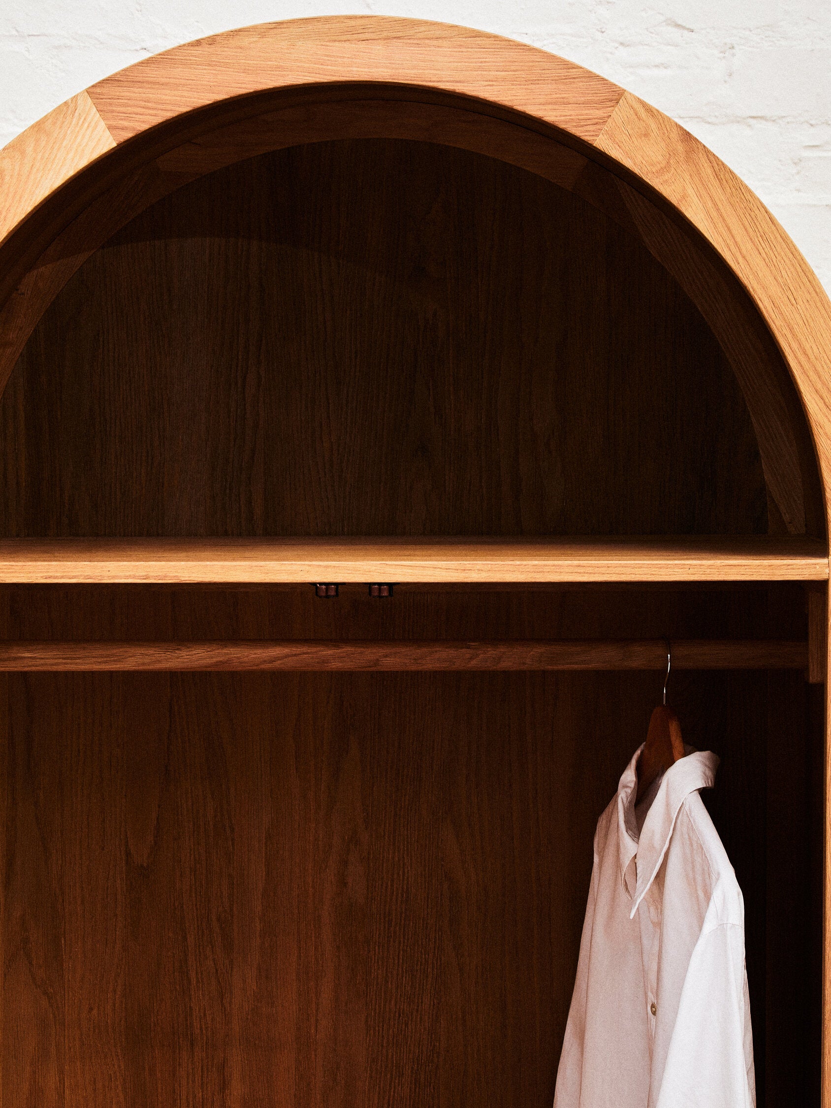Rattan and Oak Two Door Arched Wardrobe - The Orchard Home and Gifts