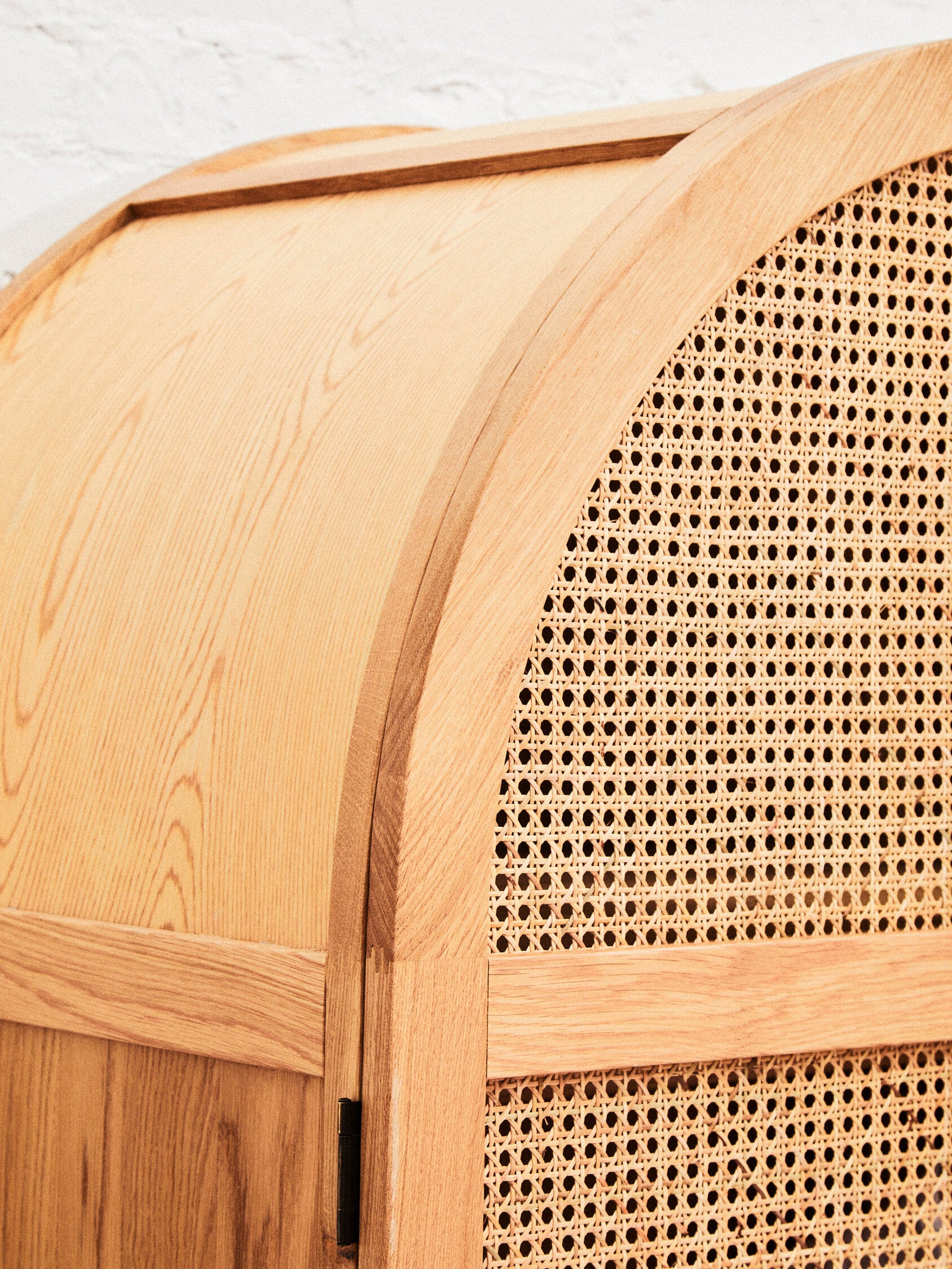 Rattan and Oak Two Door Arched Wardrobe - The Orchard Home and Gifts