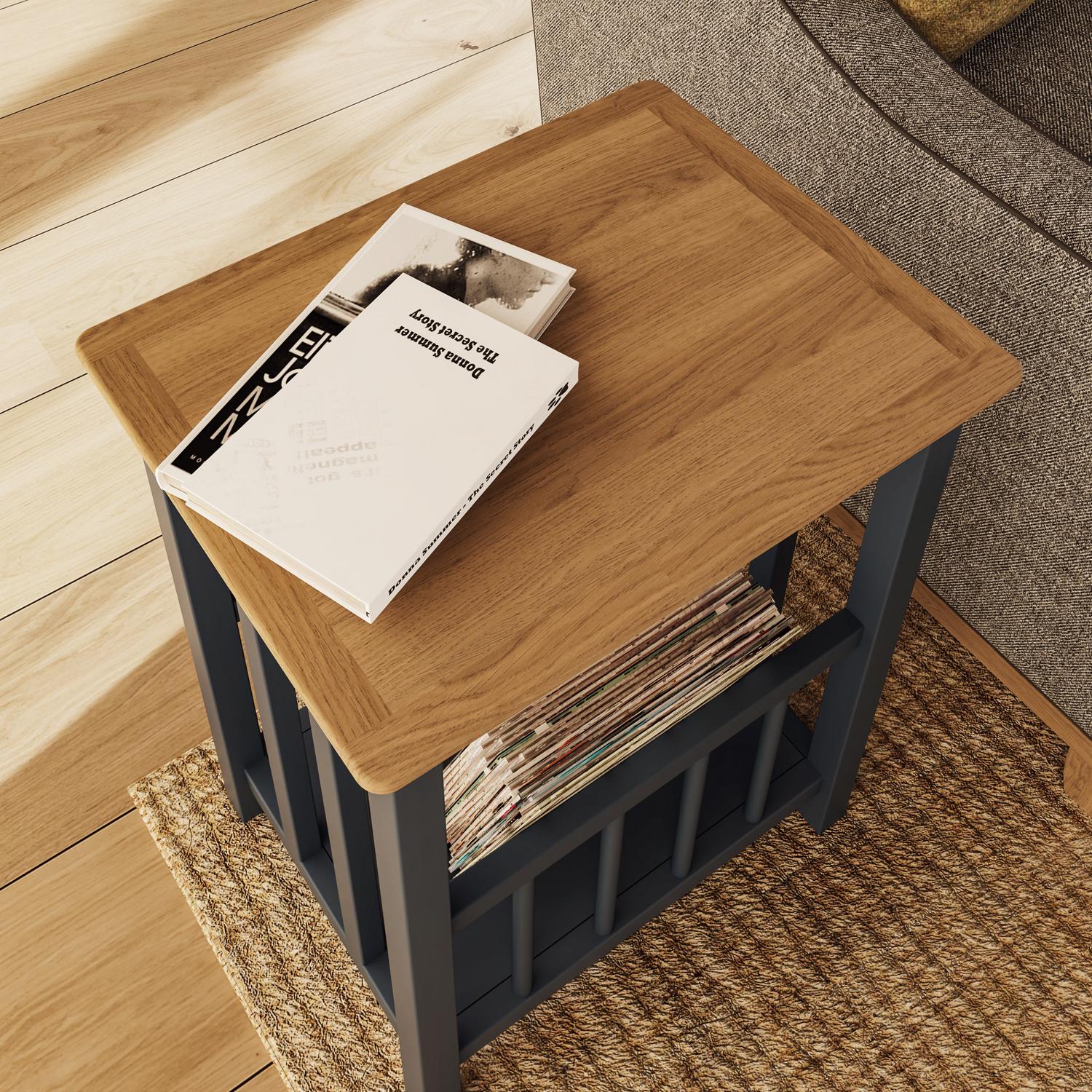 Graphite Blue Oak Vinyl Record and Magazine Storage Rack