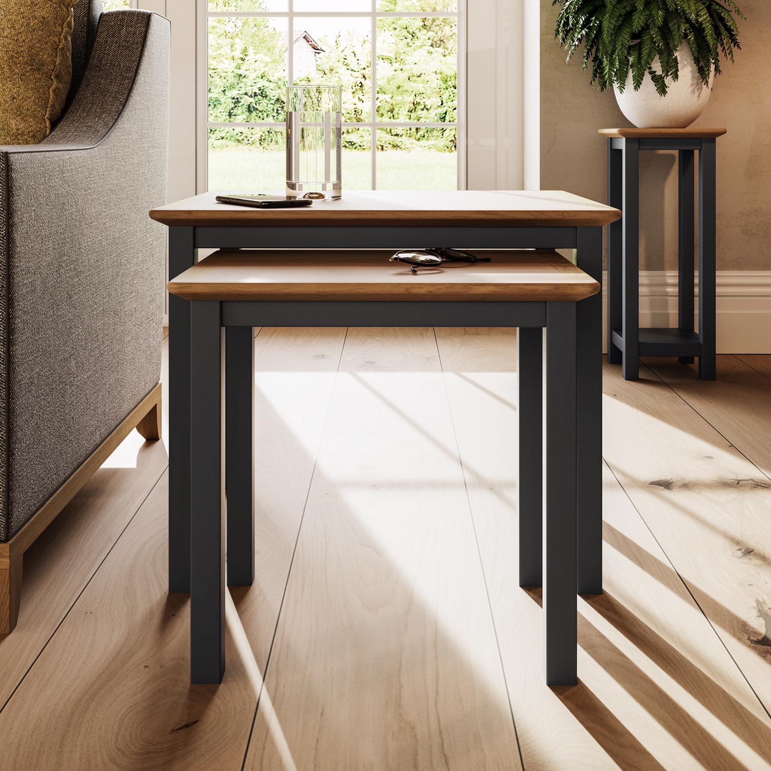 Dove Grey Oak Nest Of Two Tables