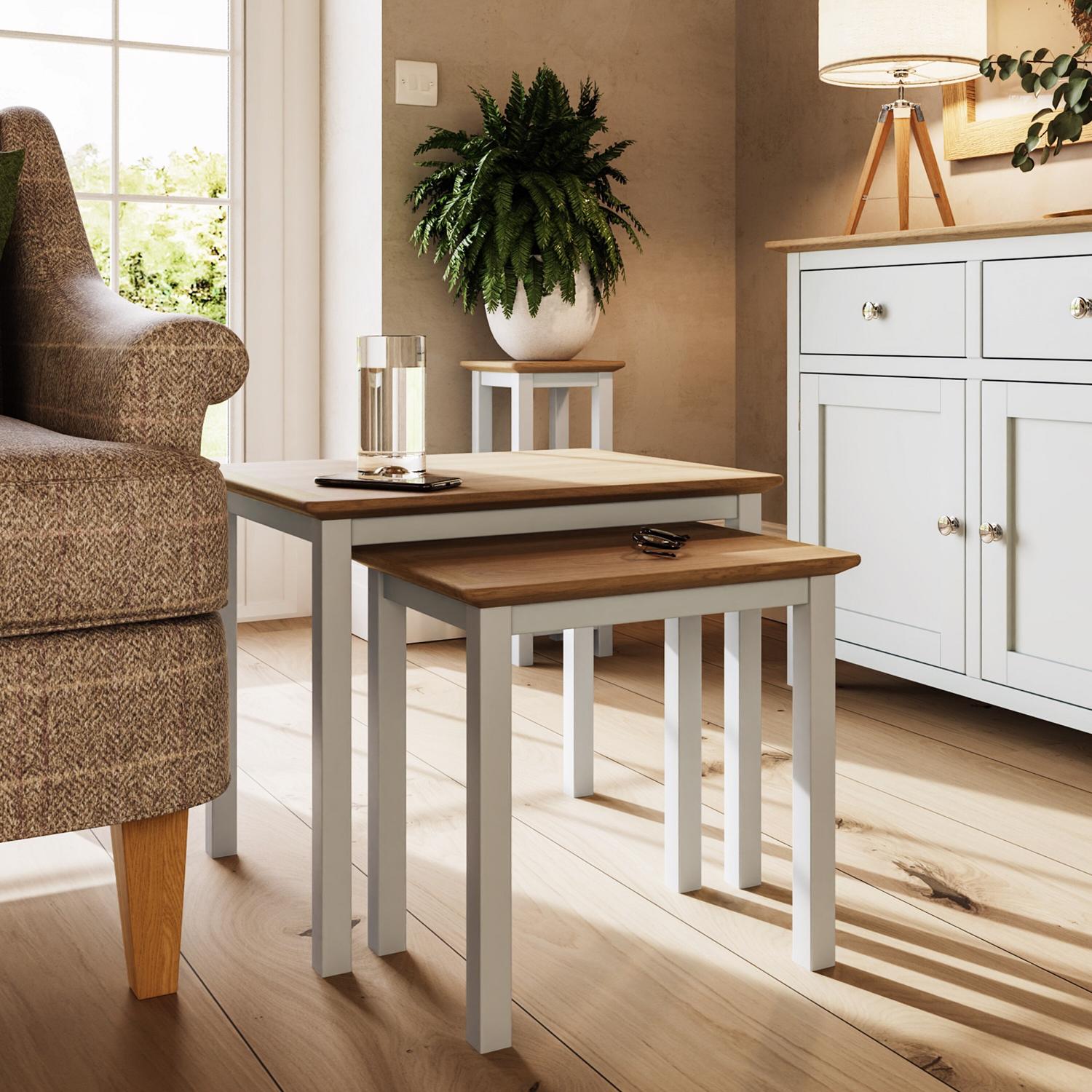 Linen White Oak Nest Of Two Tables