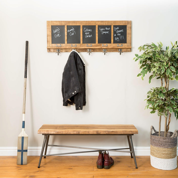 Industrial Vintage Chalkboard Wall Coat Rack Hanger