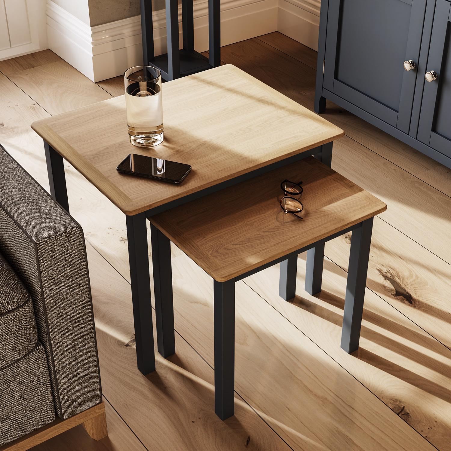 Dove Grey Oak Nest Of Two Tables