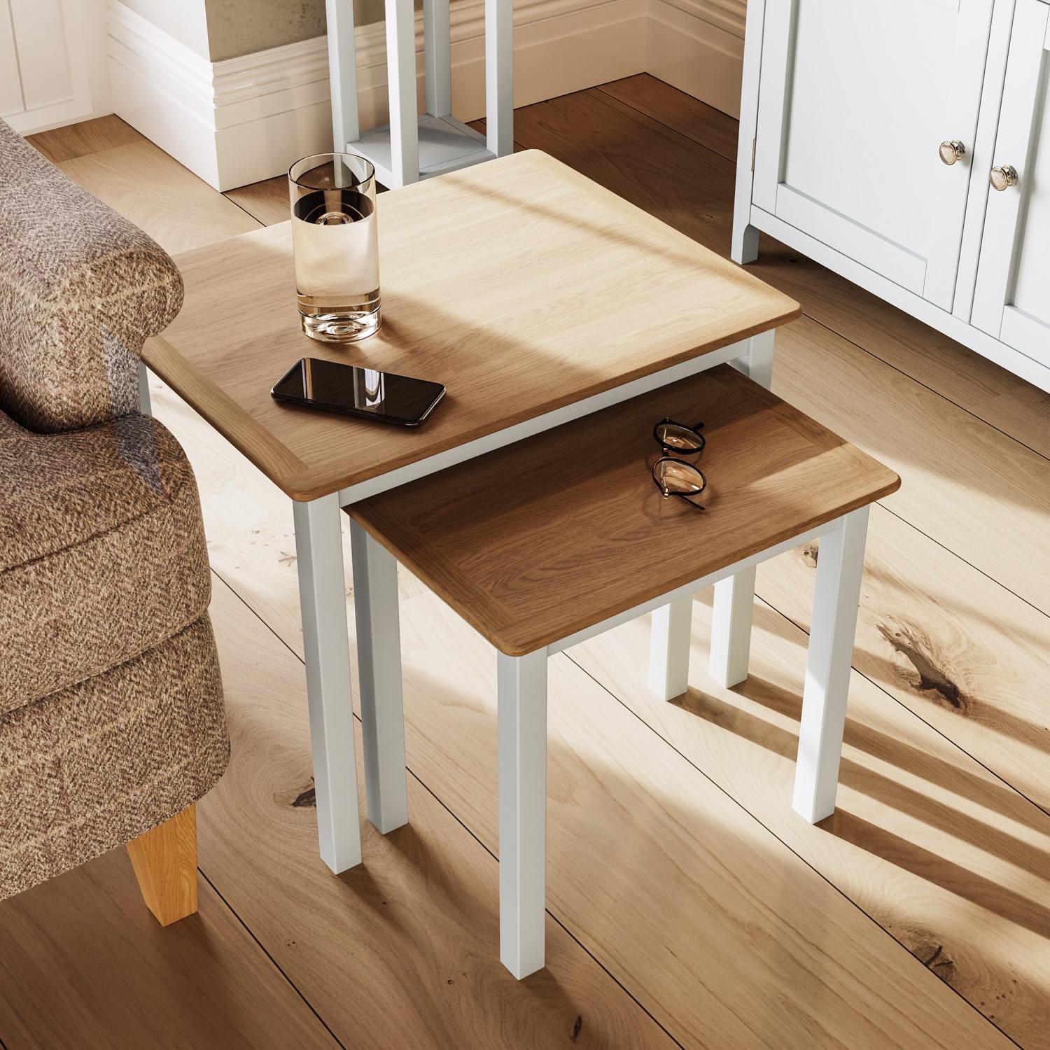 Linen White Oak Nest Of Two Tables