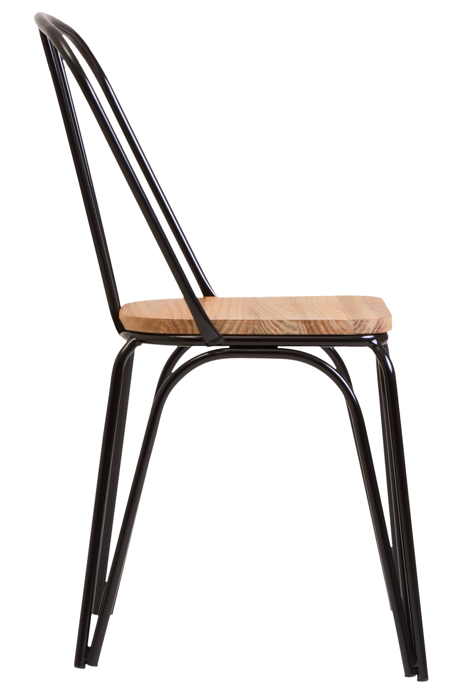 Salford Black Metal and Elm Wood Dining Chair
