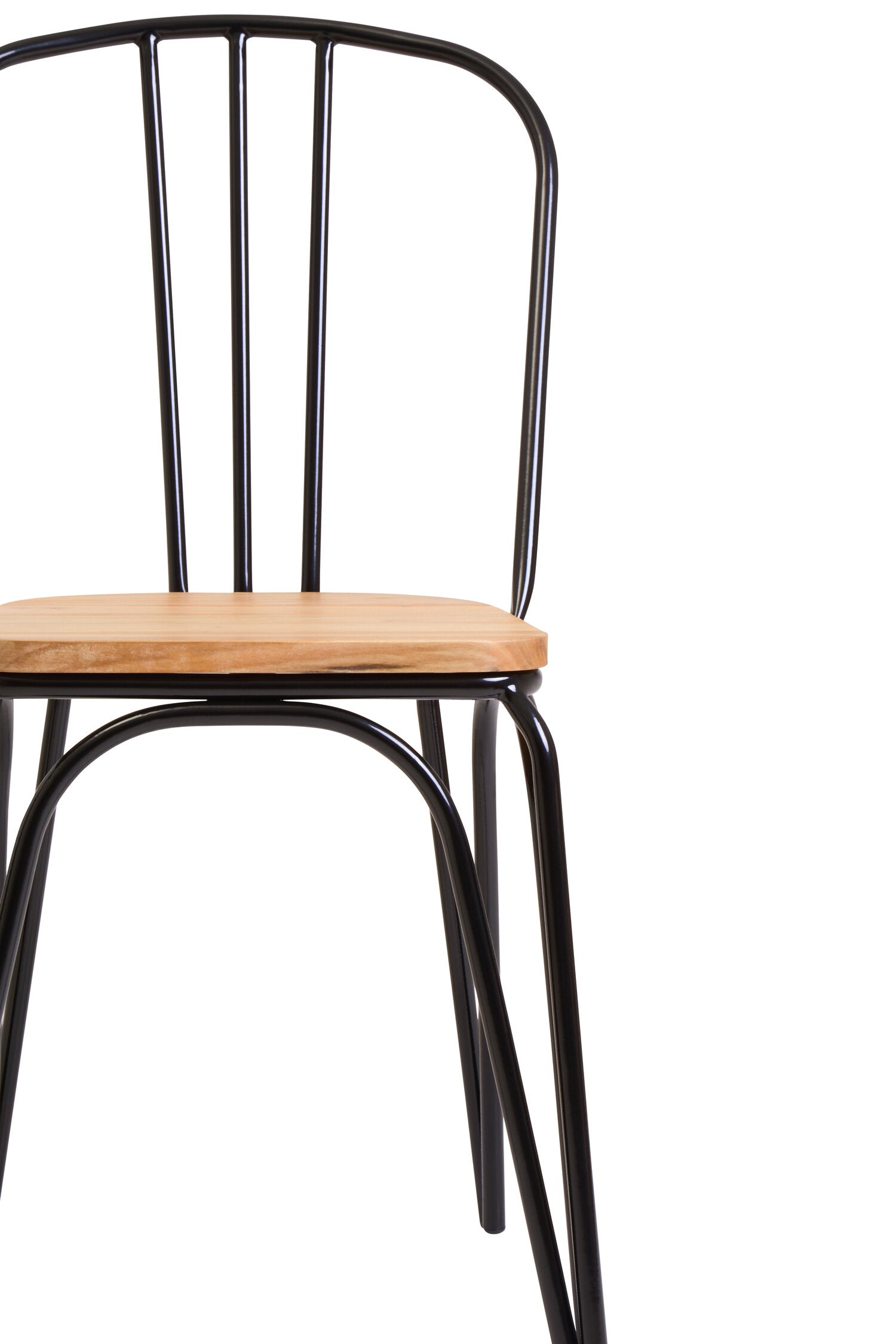 Salford Black Metal and Elm Wood Dining Chair