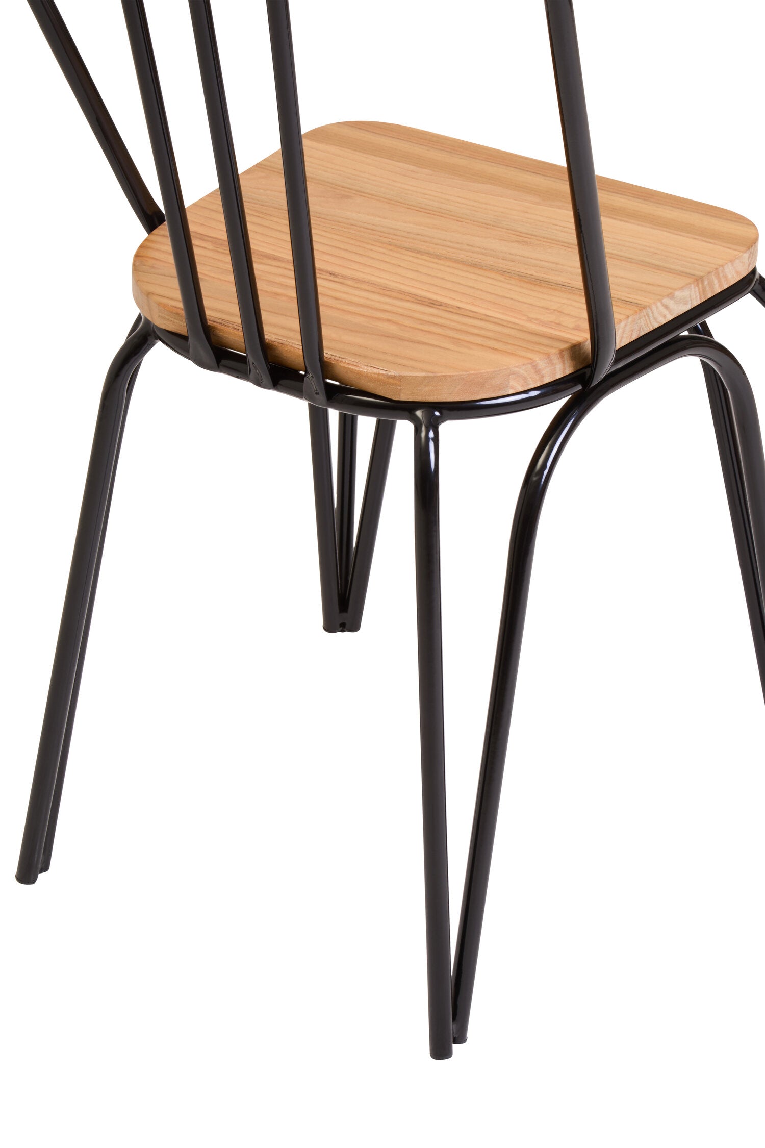 Salford Black Metal and Elm Wood Dining Chair