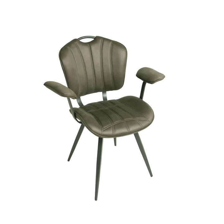 Austin Moleskin Mussel Brown/Grey Set of Two Carver Dining Chairs