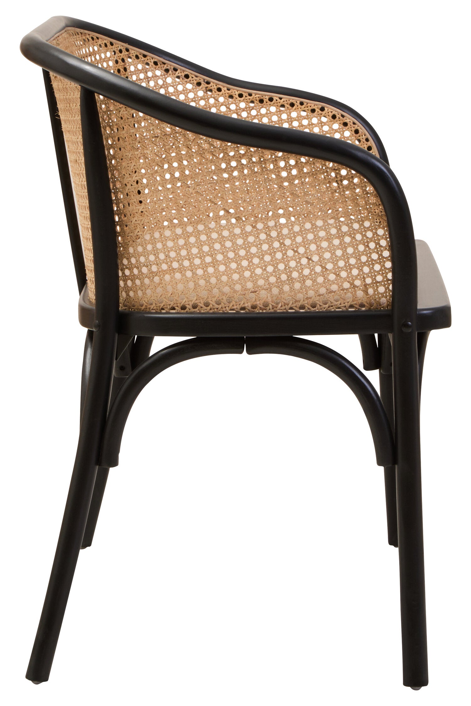Cane Woven Black Beech Wood Upholstered Bench - The Orchard Home and Gifts