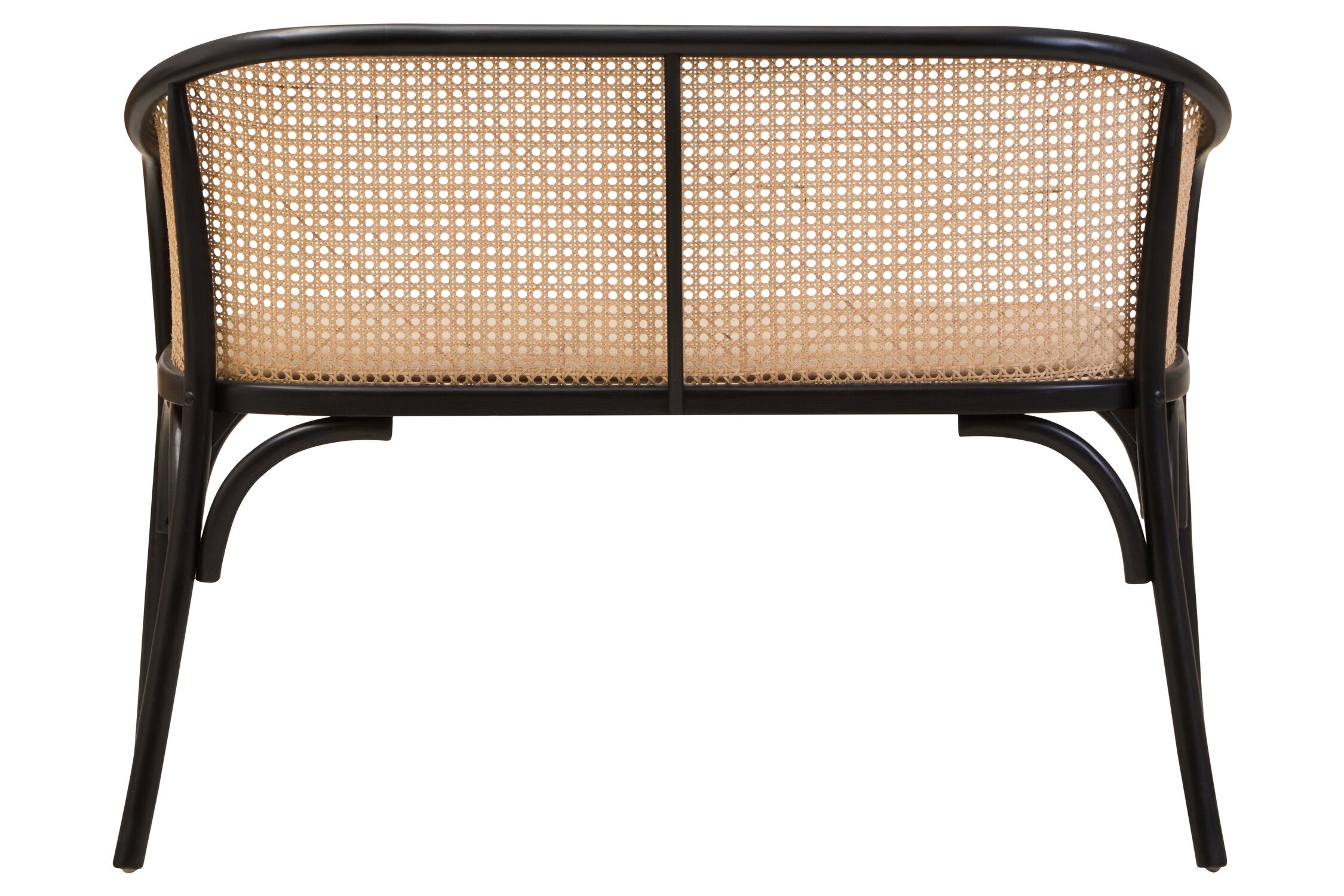 Cane Woven Black Beech Wood Upholstered Bench - The Orchard Home and Gifts