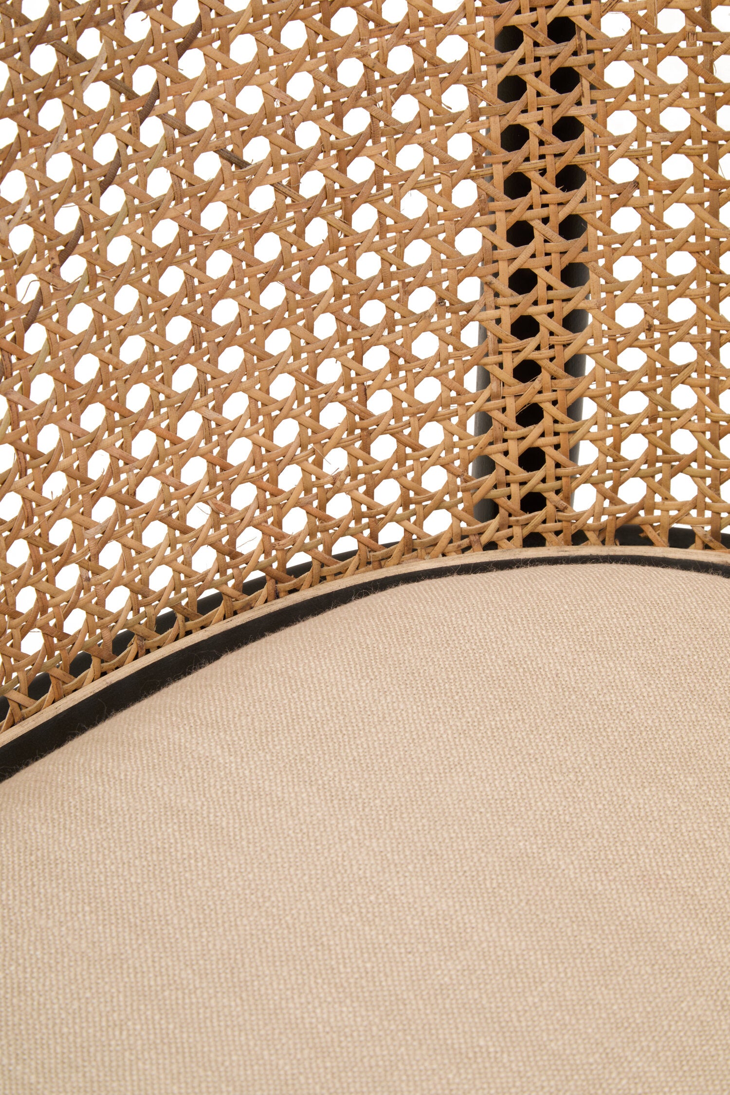 Cane Woven Black Beech Wood Upholstered Bench - The Orchard Home and Gifts
