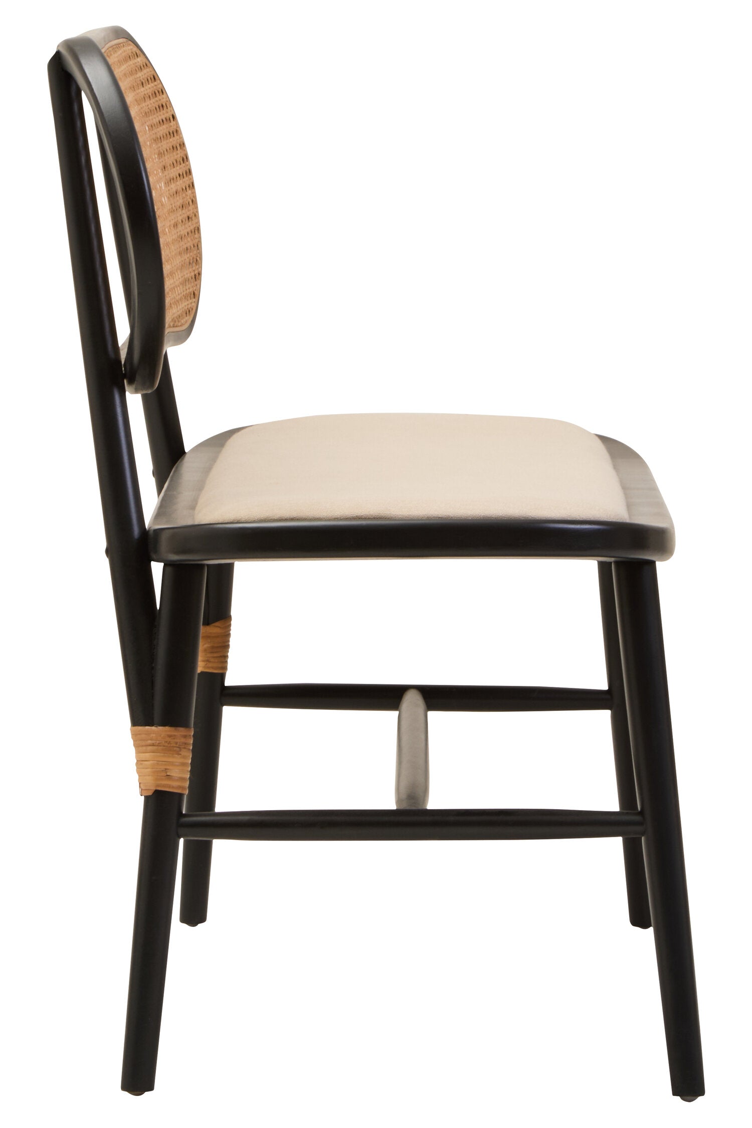 Black Elm Wood Cane Upholstered Bench - The Orchard Home and Gifts