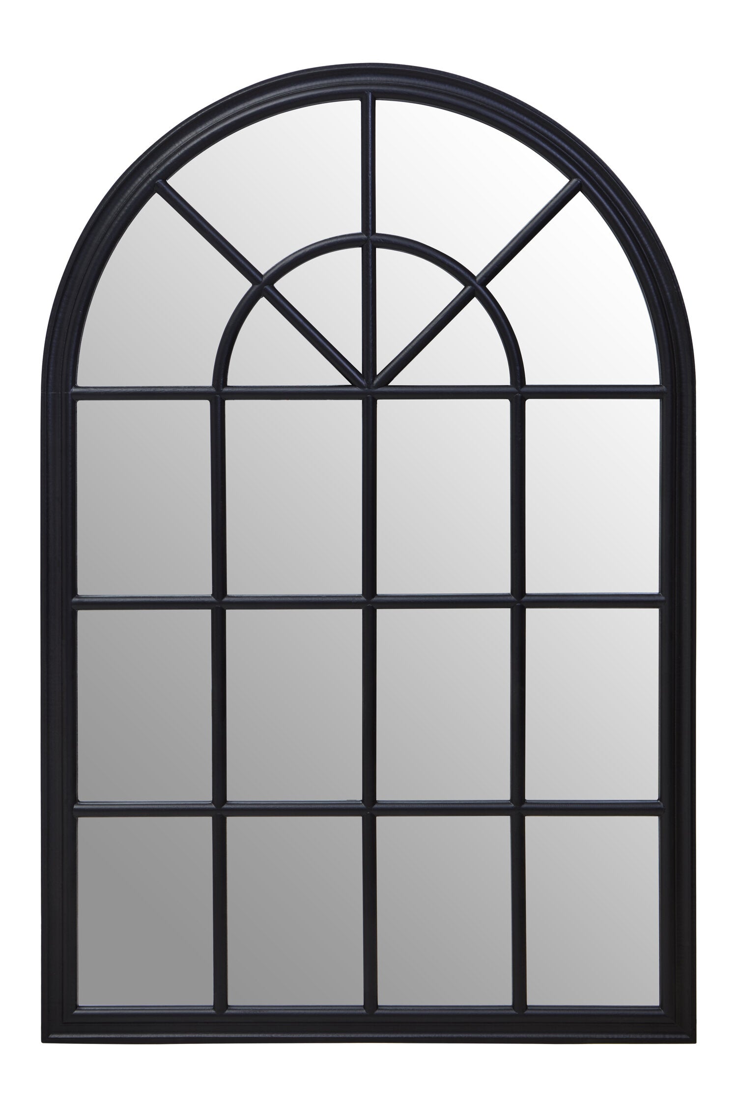 Large Arched Black Panelled Wall Mirror - The Orchard Home and Gifts