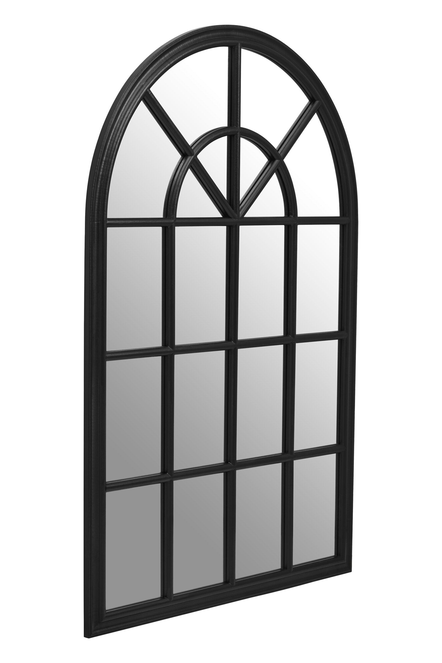 Large Arched Black Panelled Wall Mirror - The Orchard Home and Gifts
