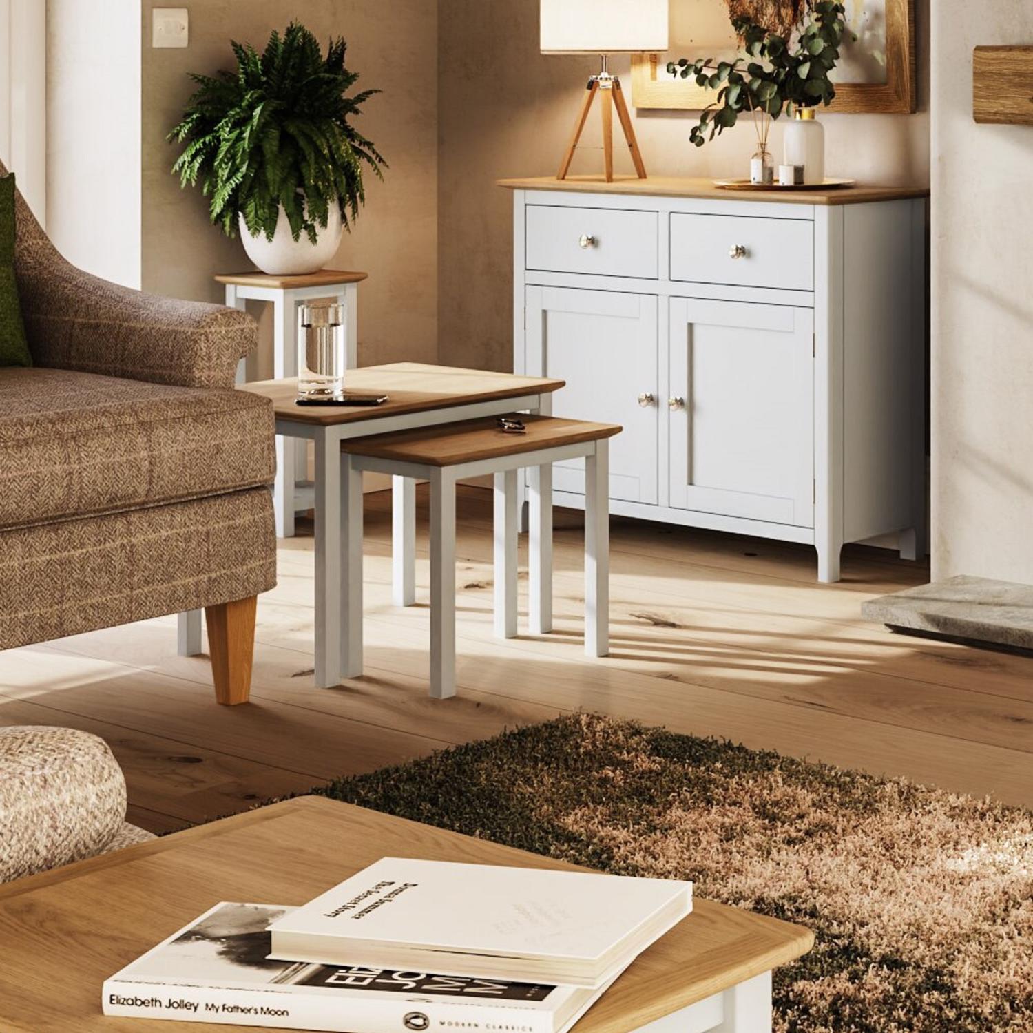 Linen White Oak Nest Of Two Tables