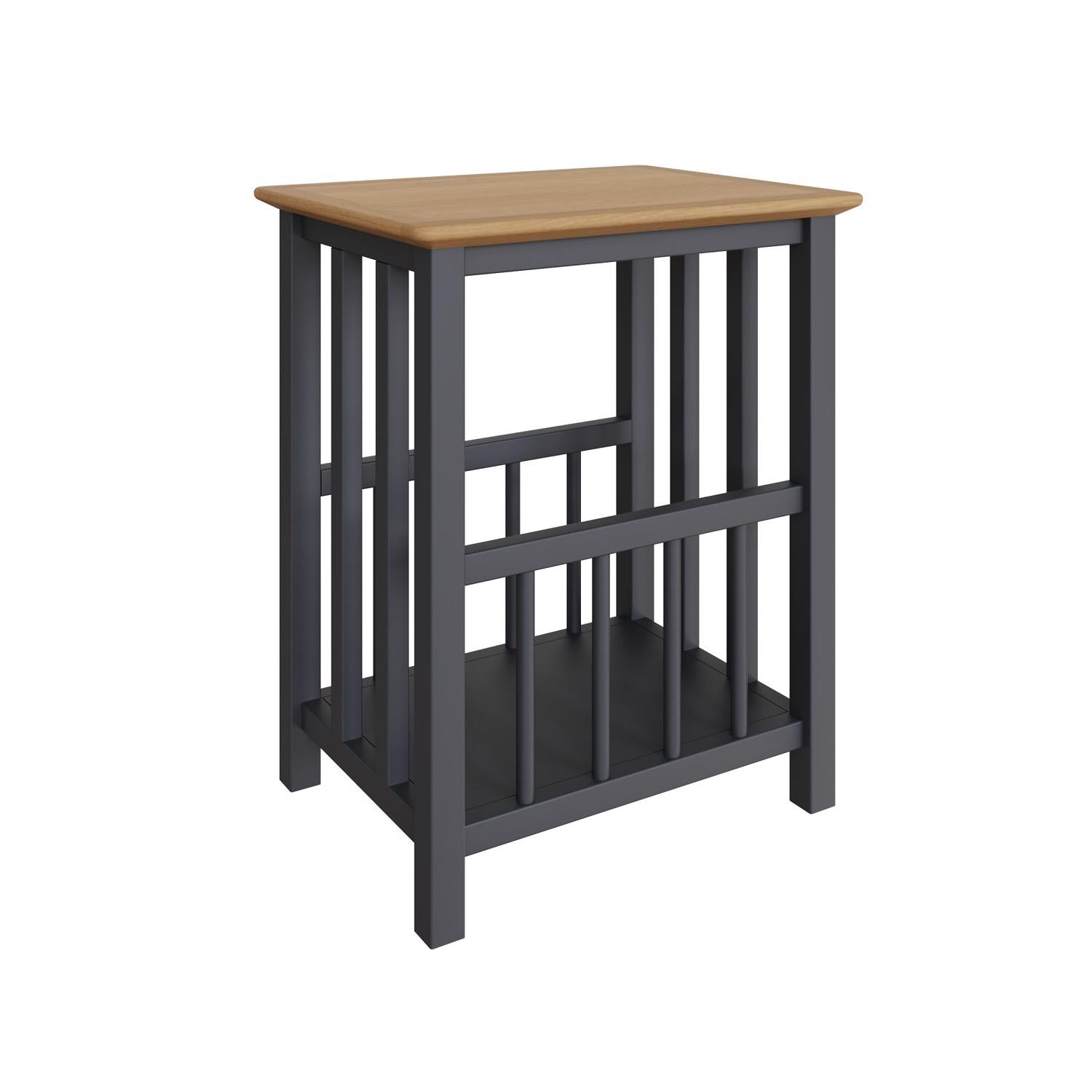 Graphite Blue Oak Vinyl Record and Magazine Storage Rack