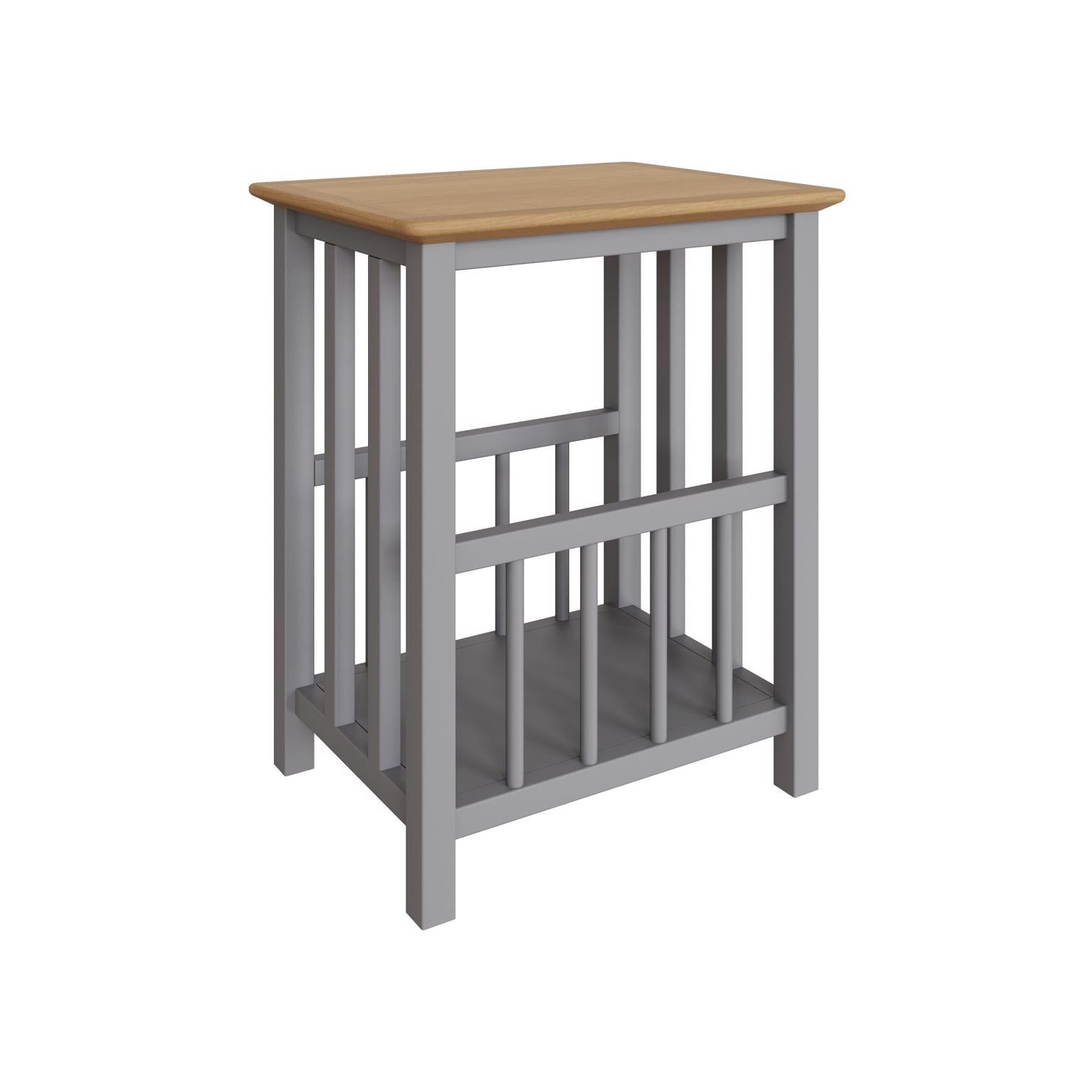 Dove Grey Oak Vinyl Record and Magazine Storage Rack