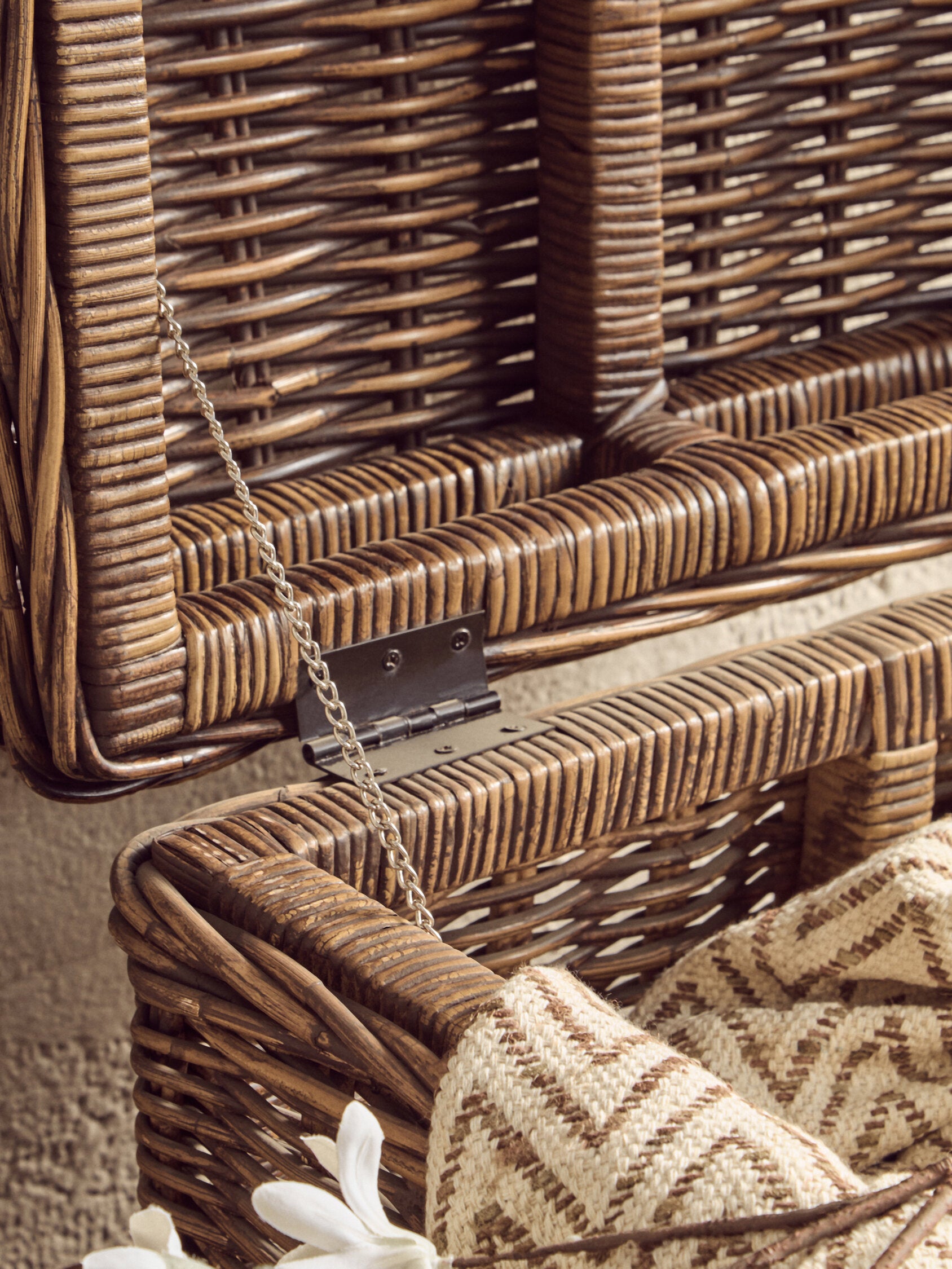 Kabu Rattan Set of Two Storage Trunks with Leather Straps - The Orchard Home and Gifts