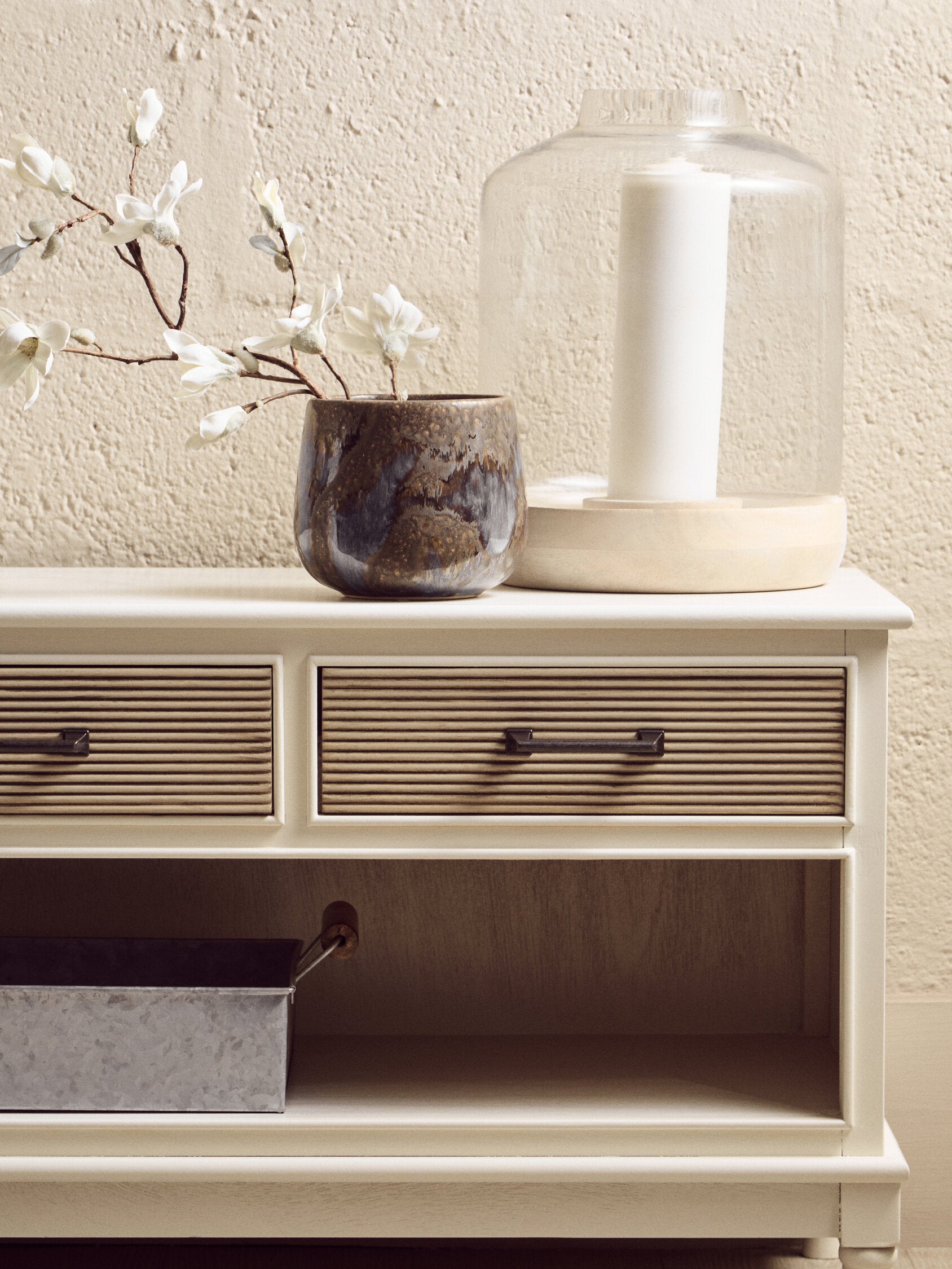 Antique White Low Three Drawer Storage Unit - The Orchard Home and Gifts