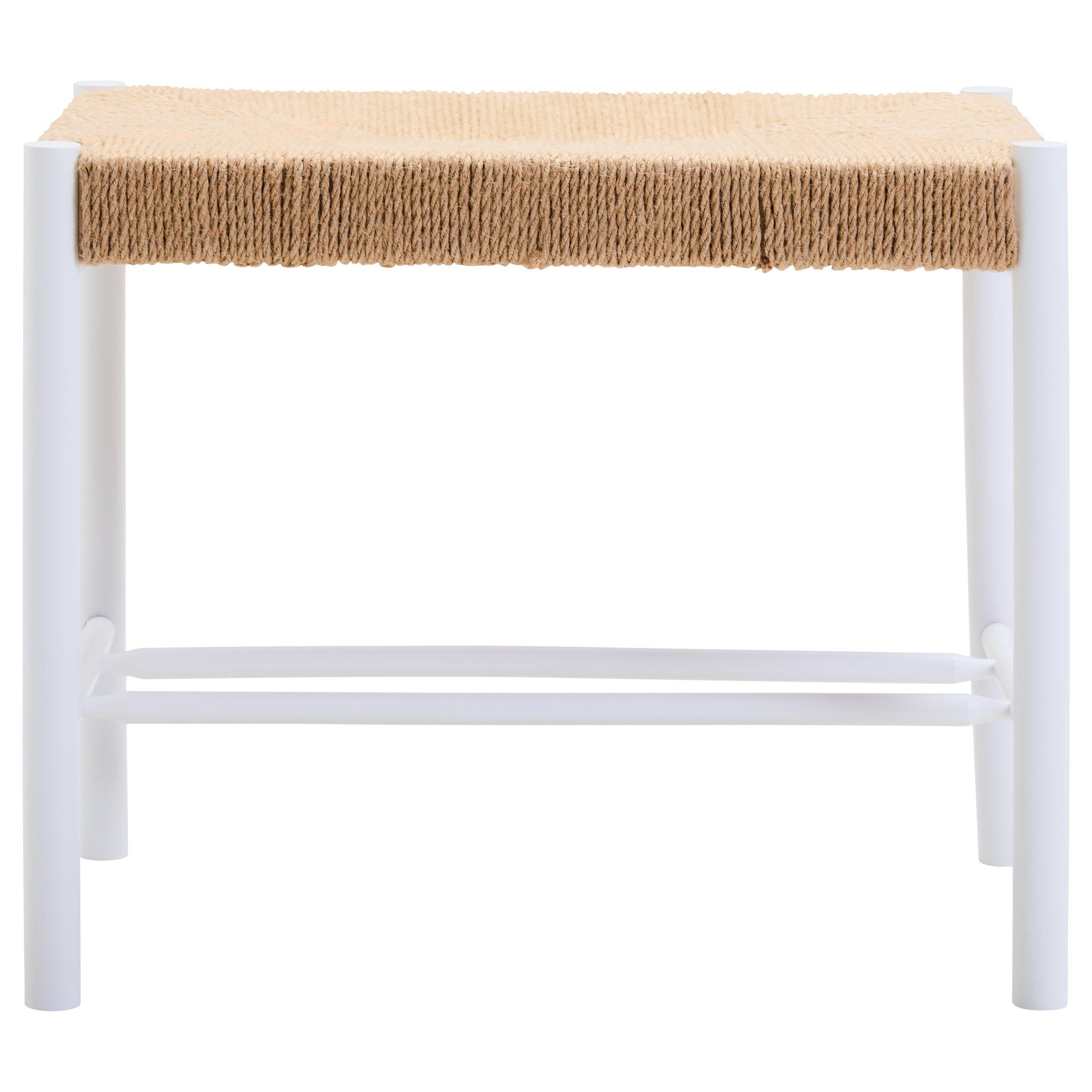 Naku Natural Rope and White Wood Small Bench - The Orchard Home and Gifts