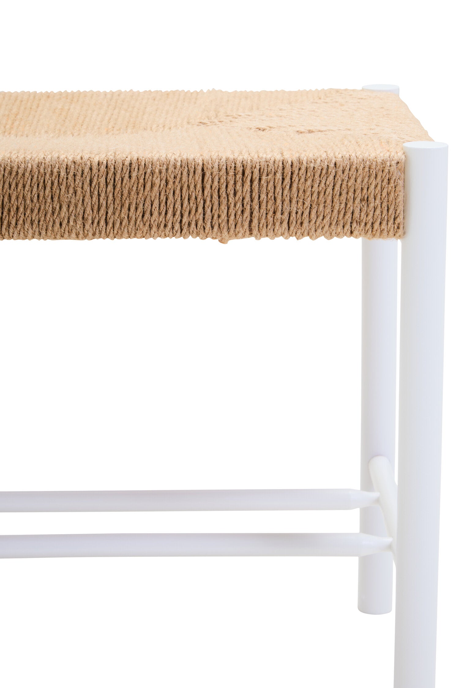 Naku Natural Rope and White Wood Small Bench - The Orchard Home and Gifts