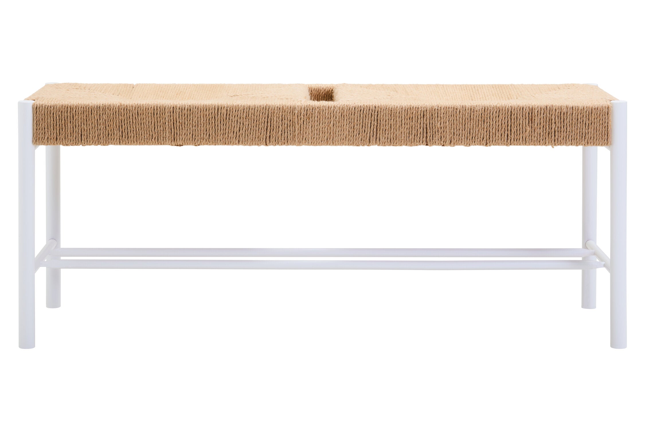 Naku Natural Rope and White Wood Large Bench - The Orchard Home and Gifts