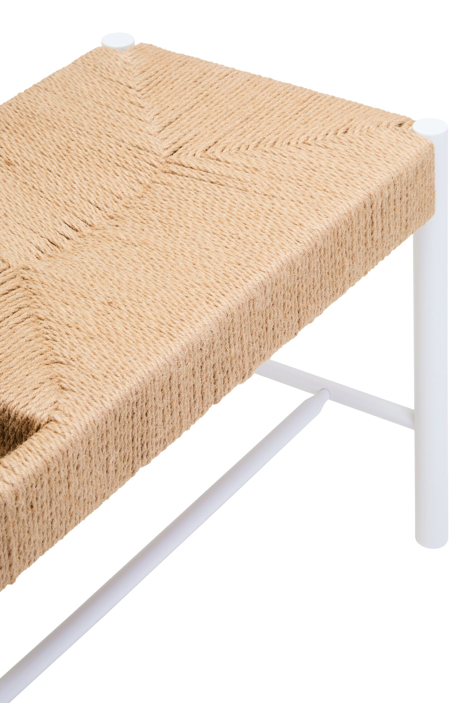 Naku Natural Rope and White Wood Large Bench - The Orchard Home and Gifts