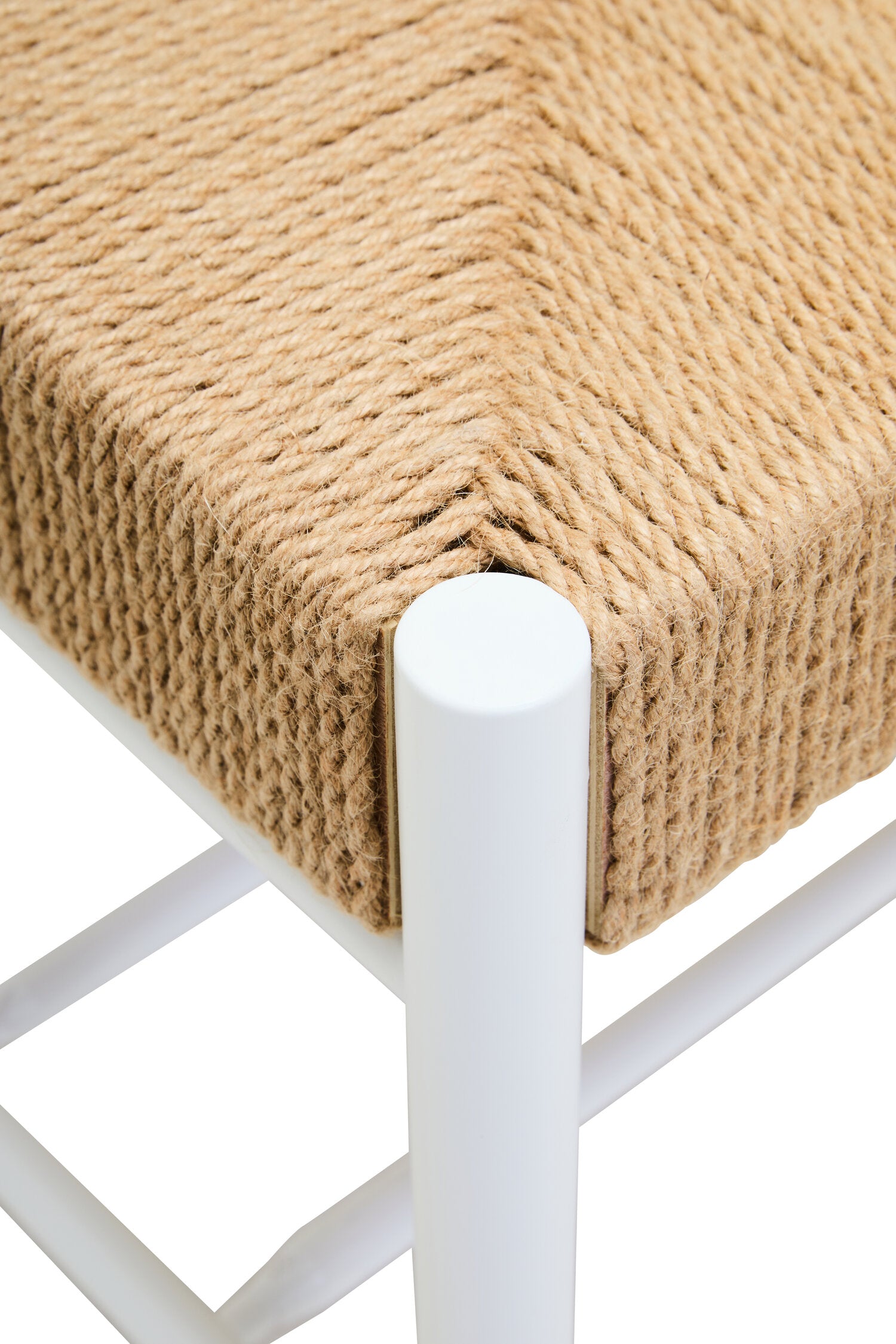 Naku Natural Rope and White Wood Large Bench - The Orchard Home and Gifts