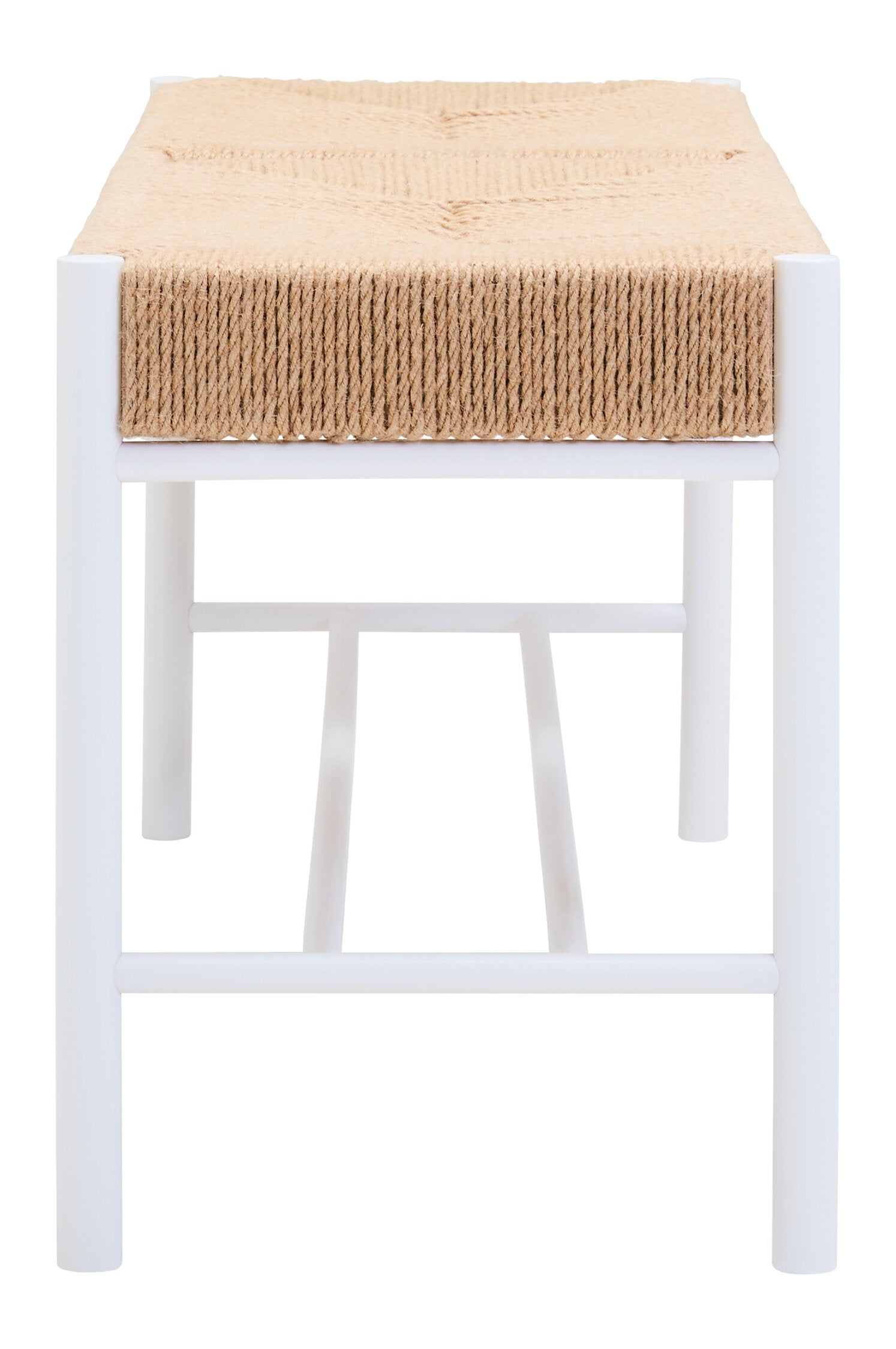 Naku Natural Rope and White Wood Large Bench - The Orchard Home and Gifts