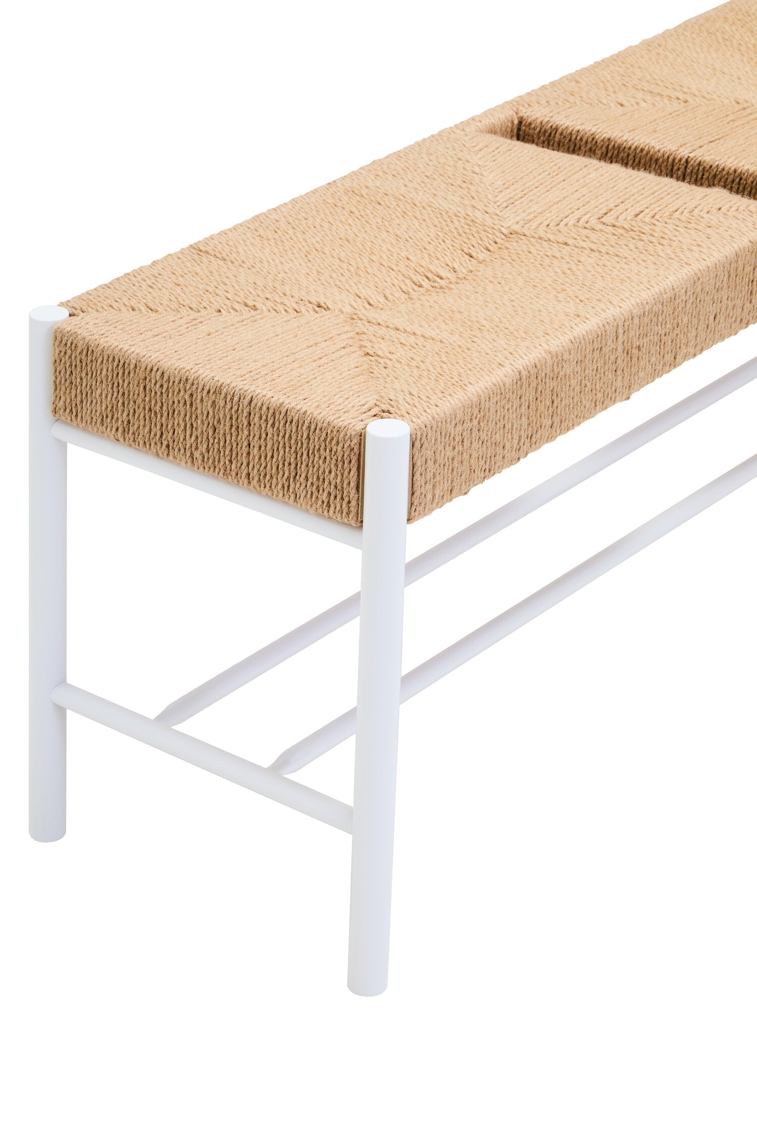 Naku Natural Rope and White Wood Large Bench - The Orchard Home and Gifts