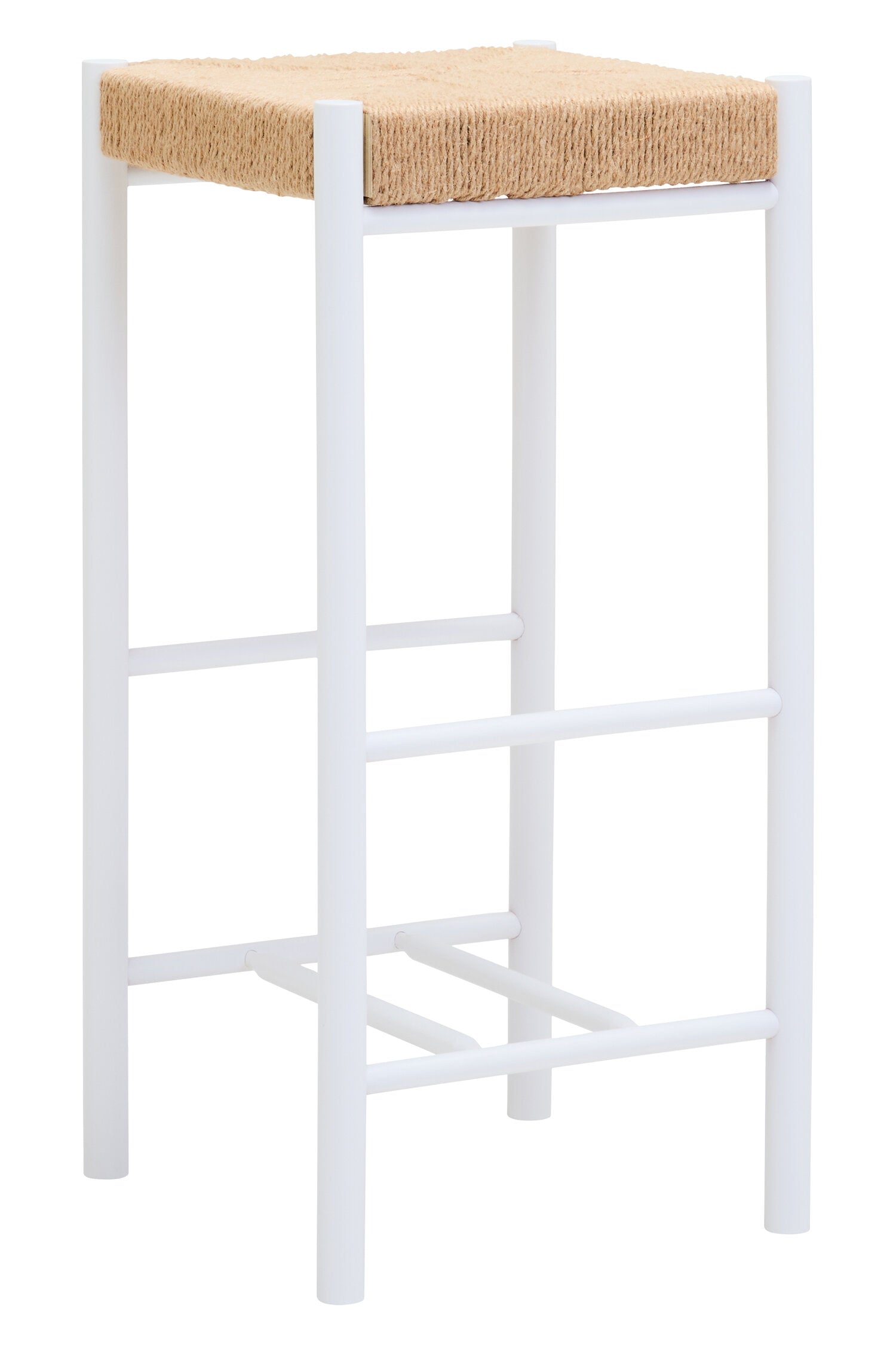 Naku Natural Rope and White Wood Bar Stool - The Orchard Home and Gifts