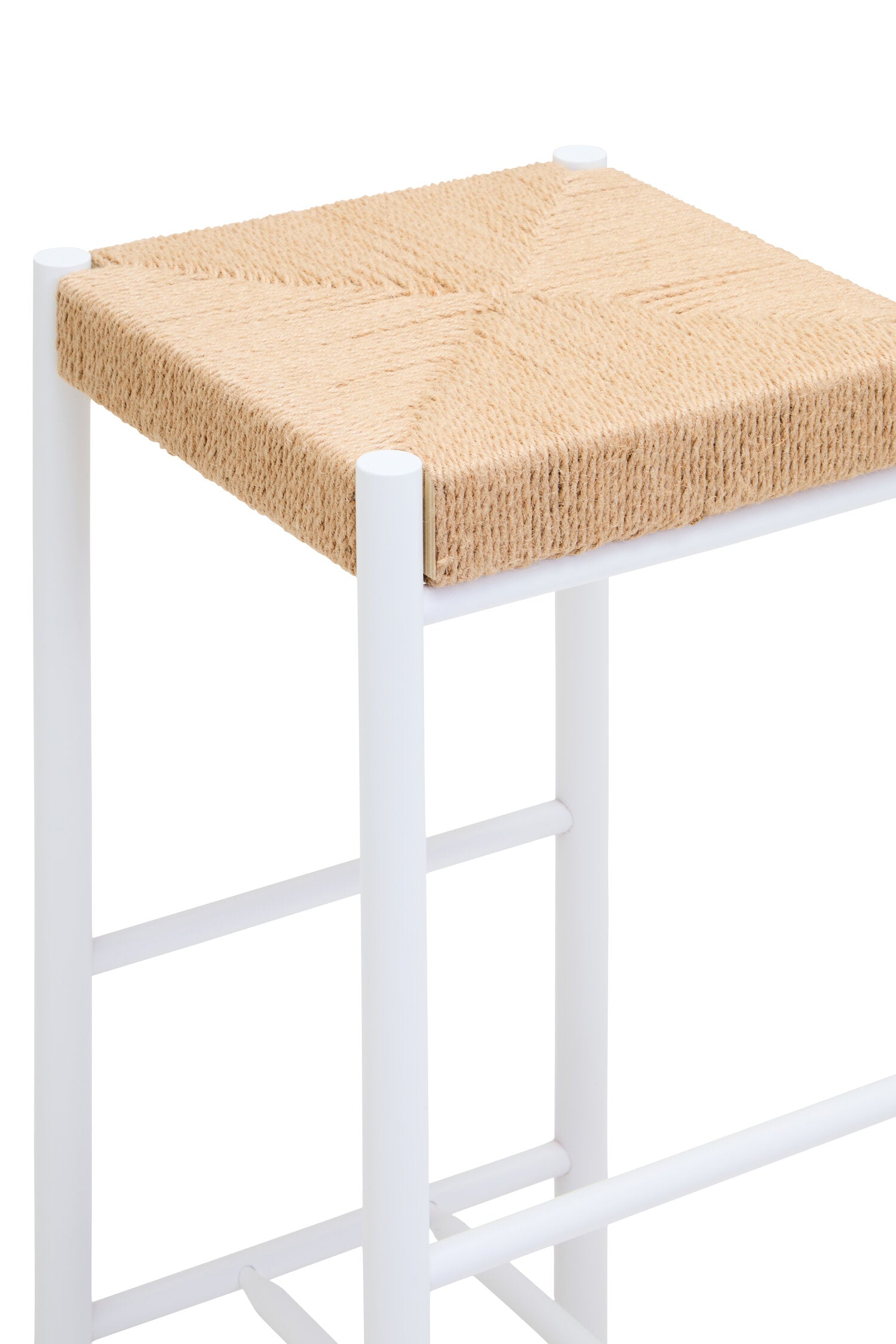 Naku Natural Rope and White Wood Bar Stool - The Orchard Home and Gifts