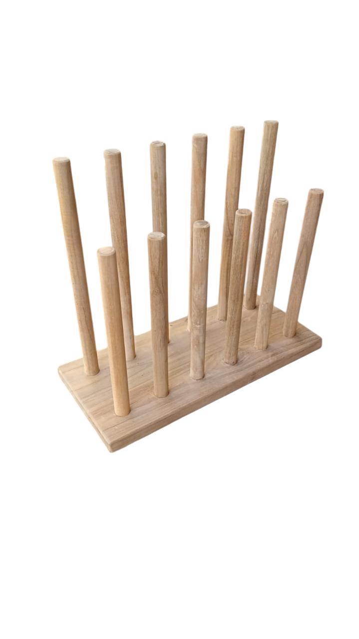 Teak Six Pair Welly Holder