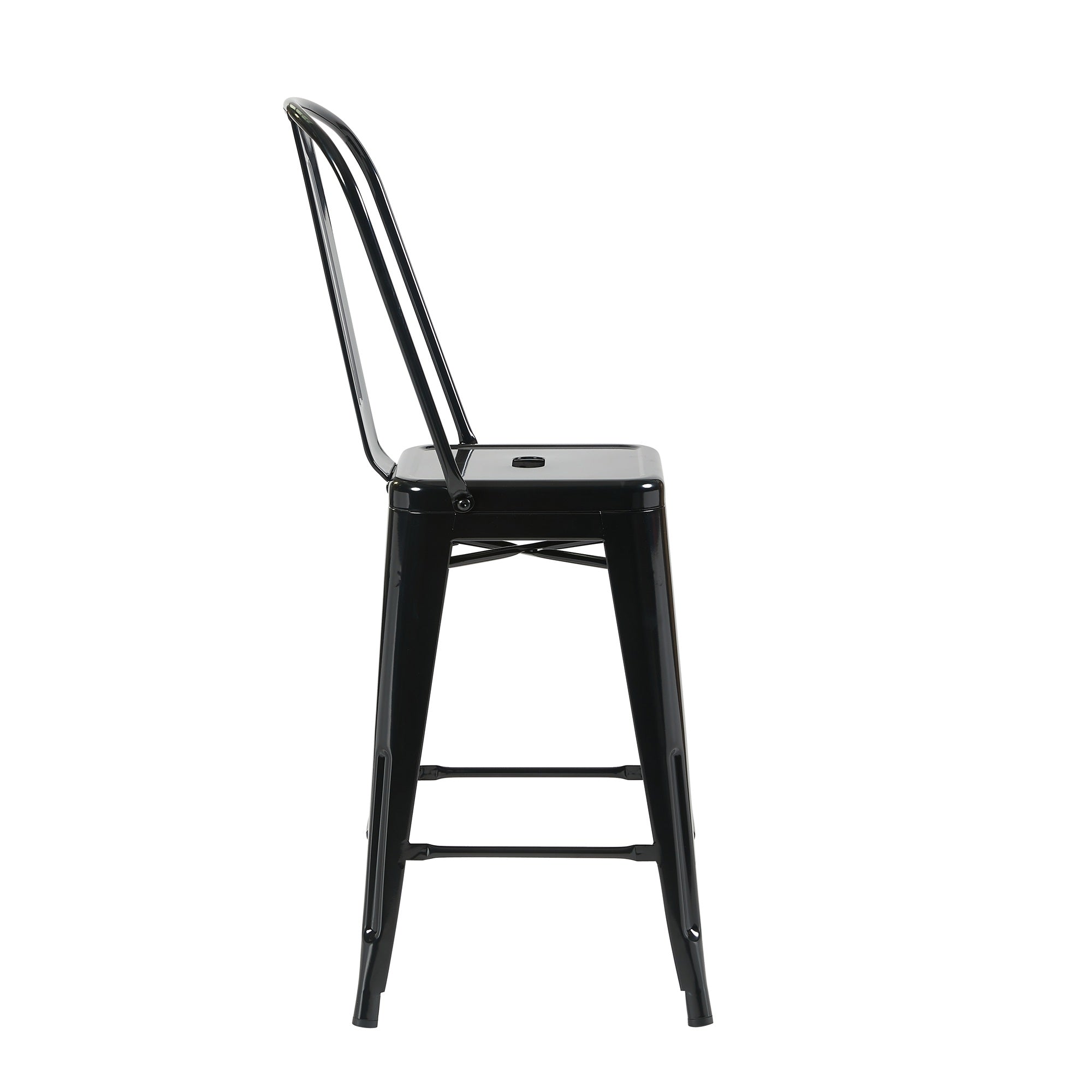 Auberge Set of Four Black 102cm Metal Kitchen Bar Chairs
