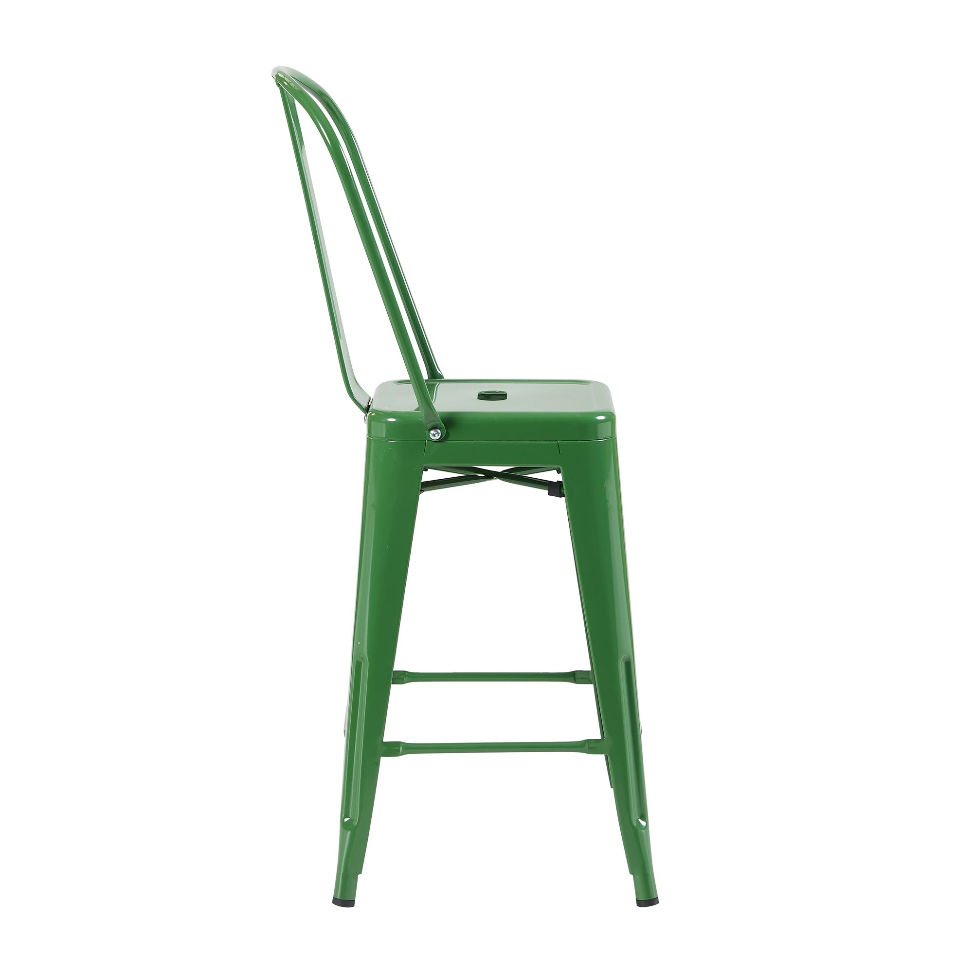 Auberge Set of Four Green 102cm Metal Kitchen Bar Chairs
